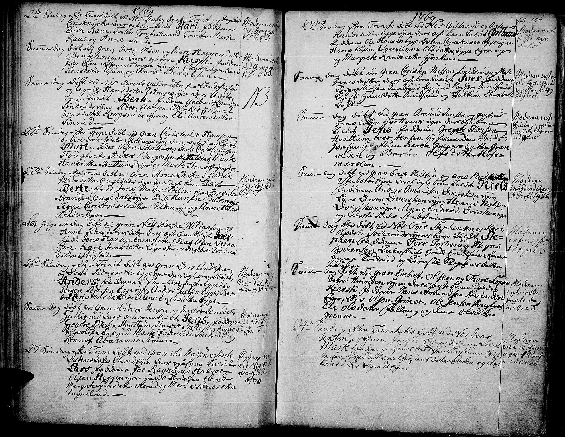 Gran prestekontor, AV/SAH-PREST-112/H/Ha/Haa/L0004: Ministerialbok nr. 4, 1759-1775, s. 106