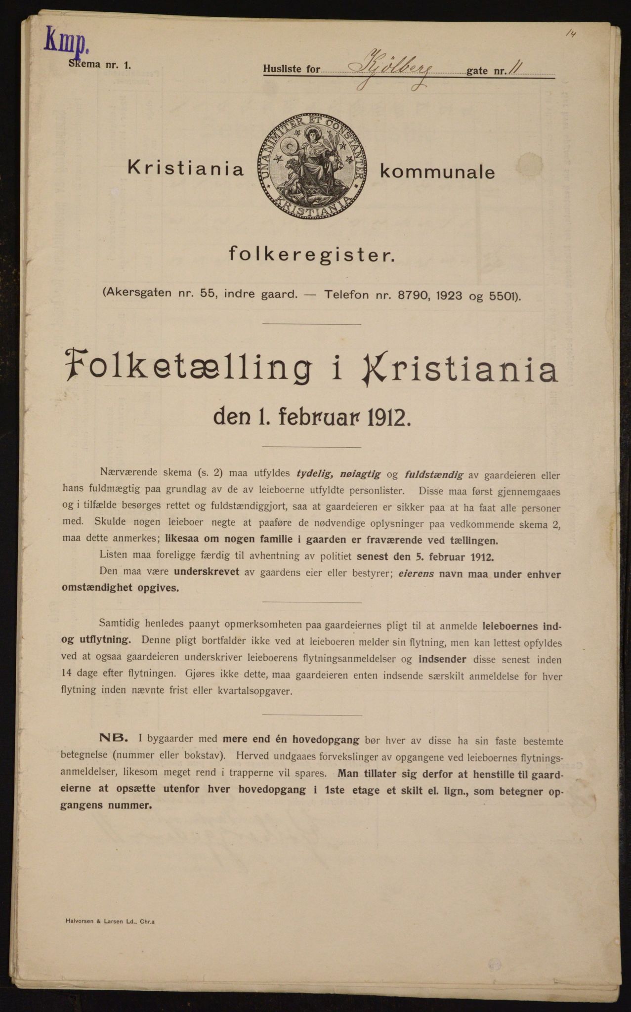 OBA, Kommunal folketelling 1.2.1912 for Kristiania, 1912, s. 51754