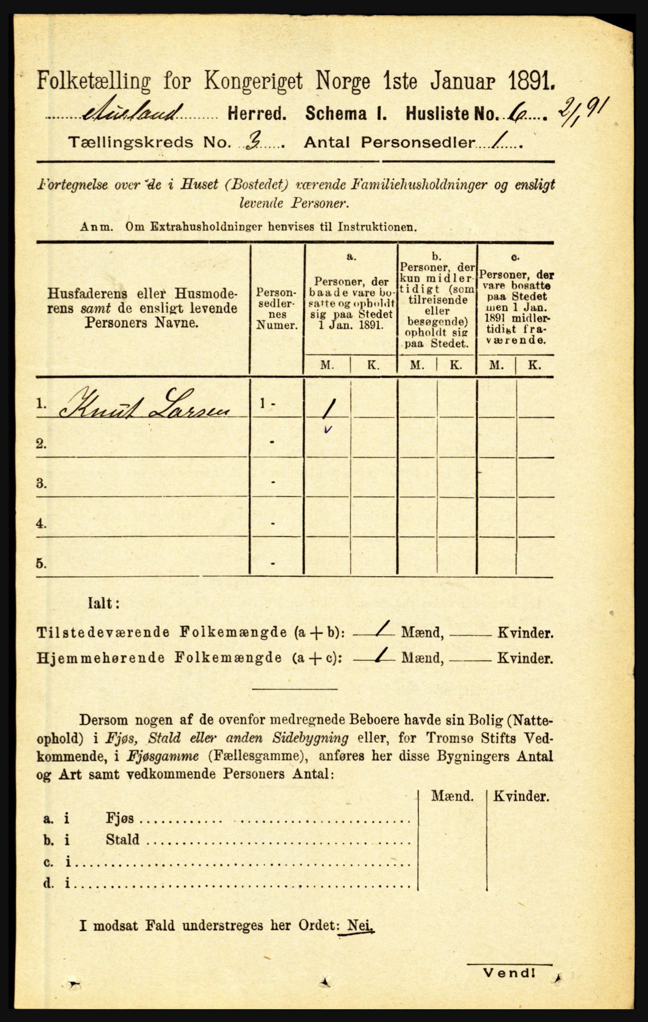 RA, Folketelling 1891 for 1421 Aurland herred, 1891, s. 882