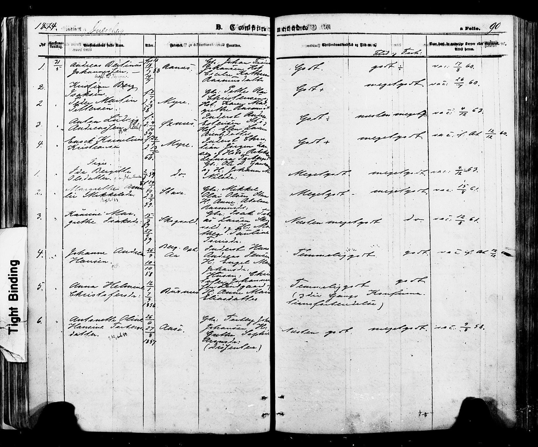 Ministerialprotokoller, klokkerbøker og fødselsregistre - Nordland, SAT/A-1459/897/L1397: Ministerialbok nr. 897A05 /1, 1867-1880, s. 90
