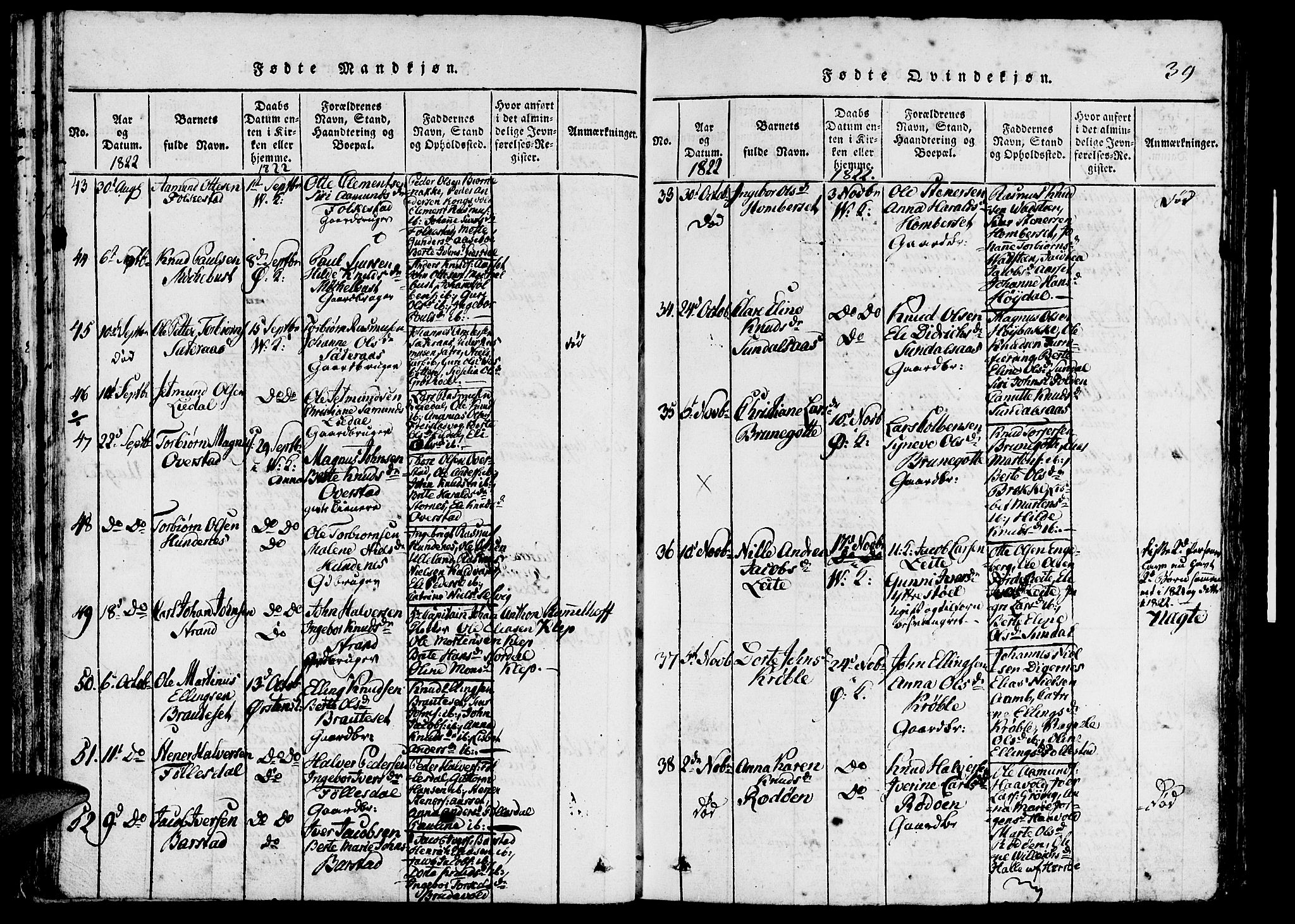 Ministerialprotokoller, klokkerbøker og fødselsregistre - Møre og Romsdal, AV/SAT-A-1454/511/L0138: Ministerialbok nr. 511A05, 1817-1832, s. 39