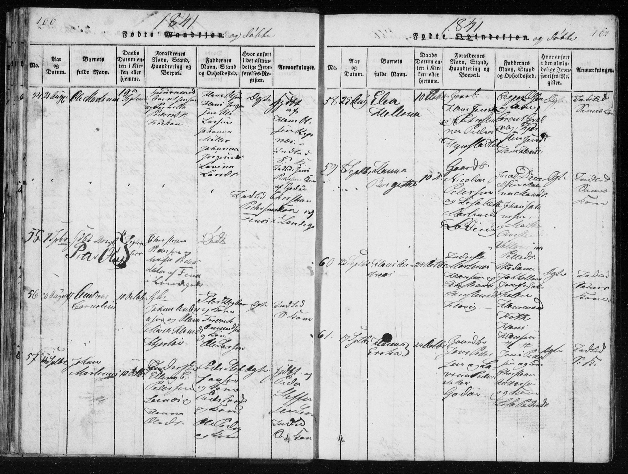 Ministerialprotokoller, klokkerbøker og fødselsregistre - Nordland, AV/SAT-A-1459/801/L0027: Klokkerbok nr. 801C02, 1835-1845, s. 106-107