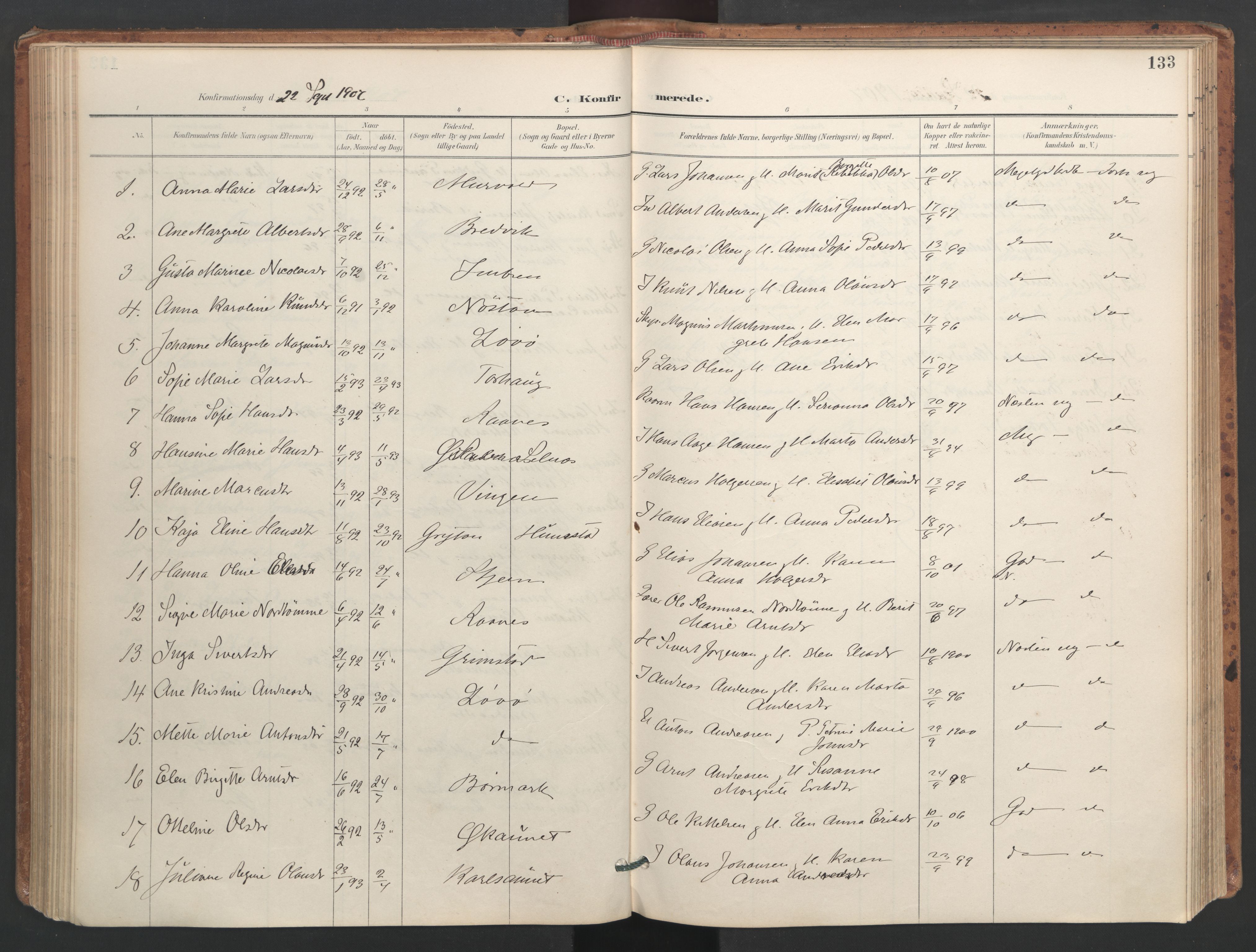 Ministerialprotokoller, klokkerbøker og fødselsregistre - Sør-Trøndelag, SAT/A-1456/655/L0681: Ministerialbok nr. 655A10, 1895-1907, s. 133