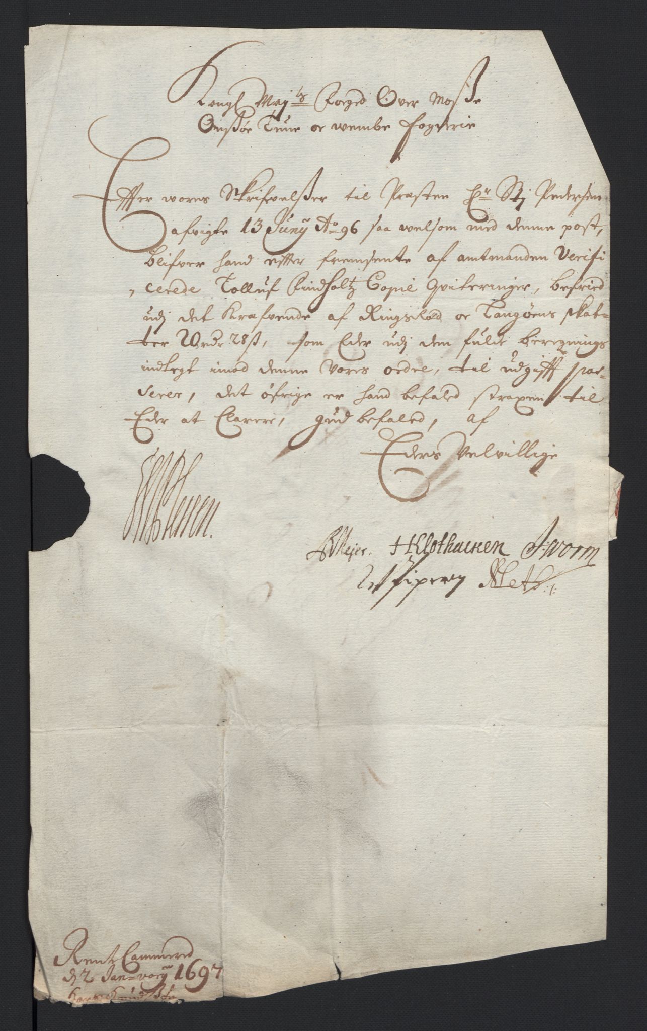 Rentekammeret inntil 1814, Reviderte regnskaper, Fogderegnskap, AV/RA-EA-4092/R04/L0124: Fogderegnskap Moss, Onsøy, Tune, Veme og Åbygge, 1696, s. 185