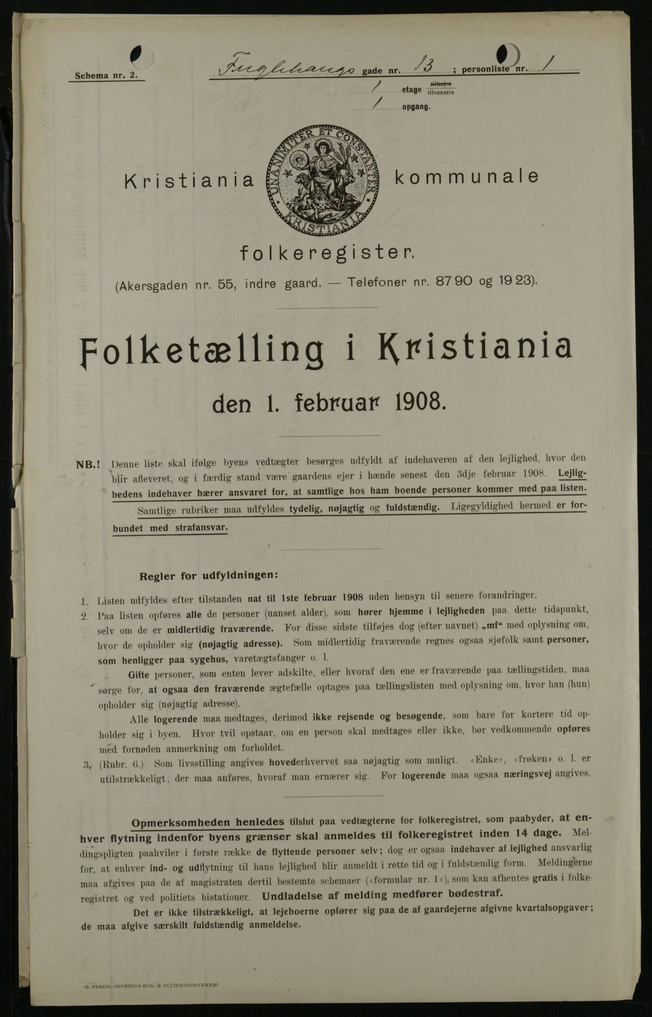 OBA, Kommunal folketelling 1.2.1908 for Kristiania kjøpstad, 1908, s. 25697