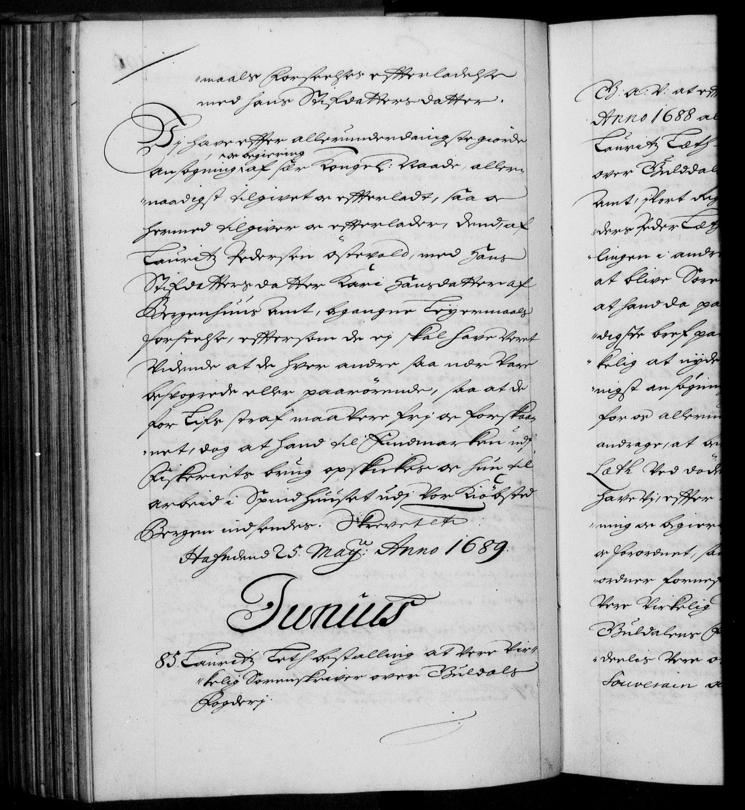 Danske Kanselli 1572-1799, RA/EA-3023/F/Fc/Fca/Fcaa/L0015: Norske registre (mikrofilm), 1688-1691, s. 199b