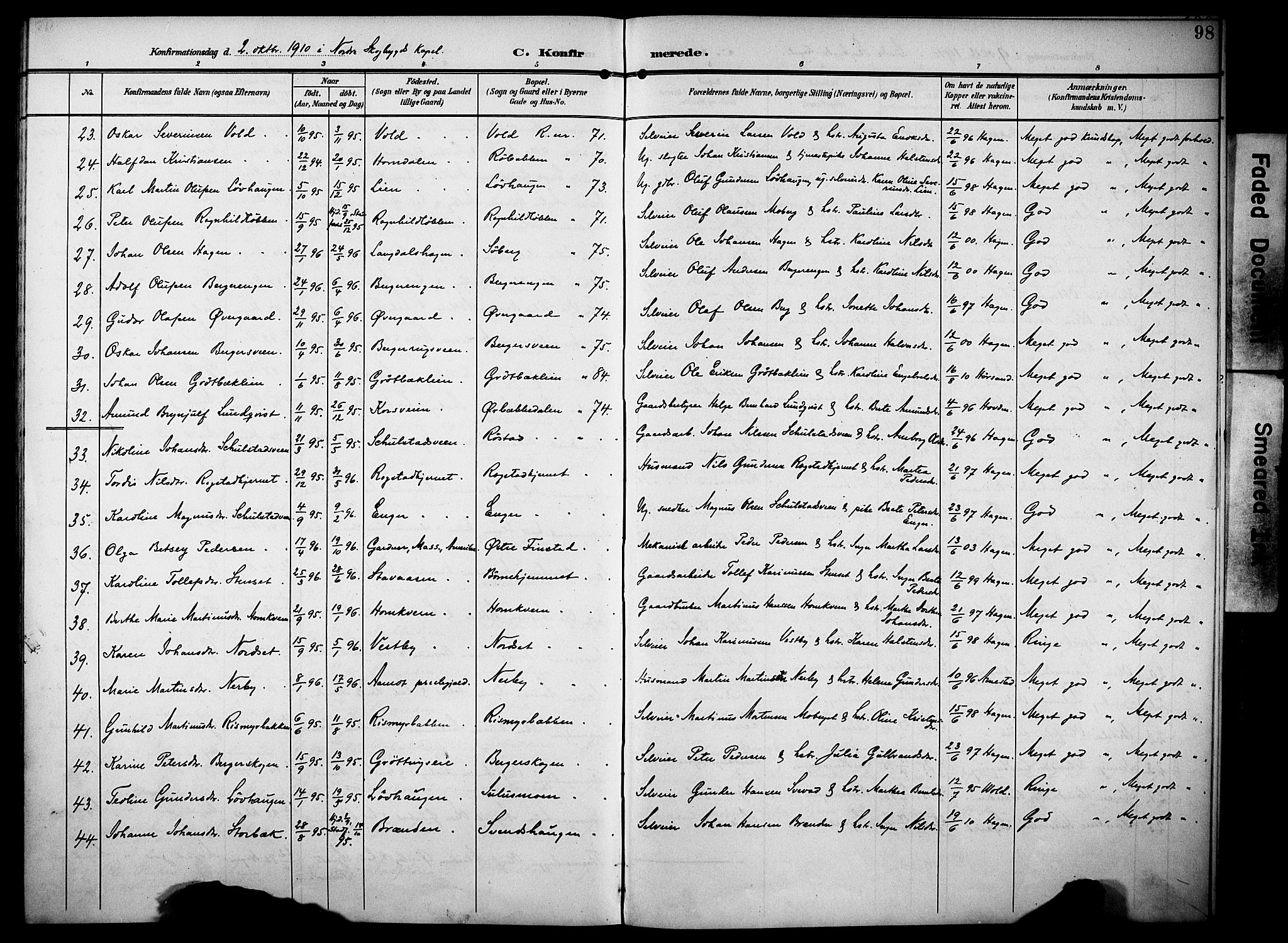 Elverum prestekontor, AV/SAH-PREST-044/H/Ha/Haa/L0016: Ministerialbok nr. 16, 1903-1912, s. 98