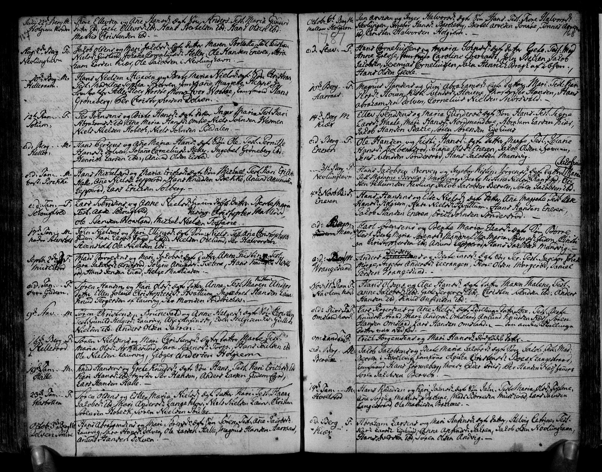 Brunlanes kirkebøker, SAKO/A-342/F/Fa/L0001: Ministerialbok nr. I 1, 1766-1801, s. 167-168