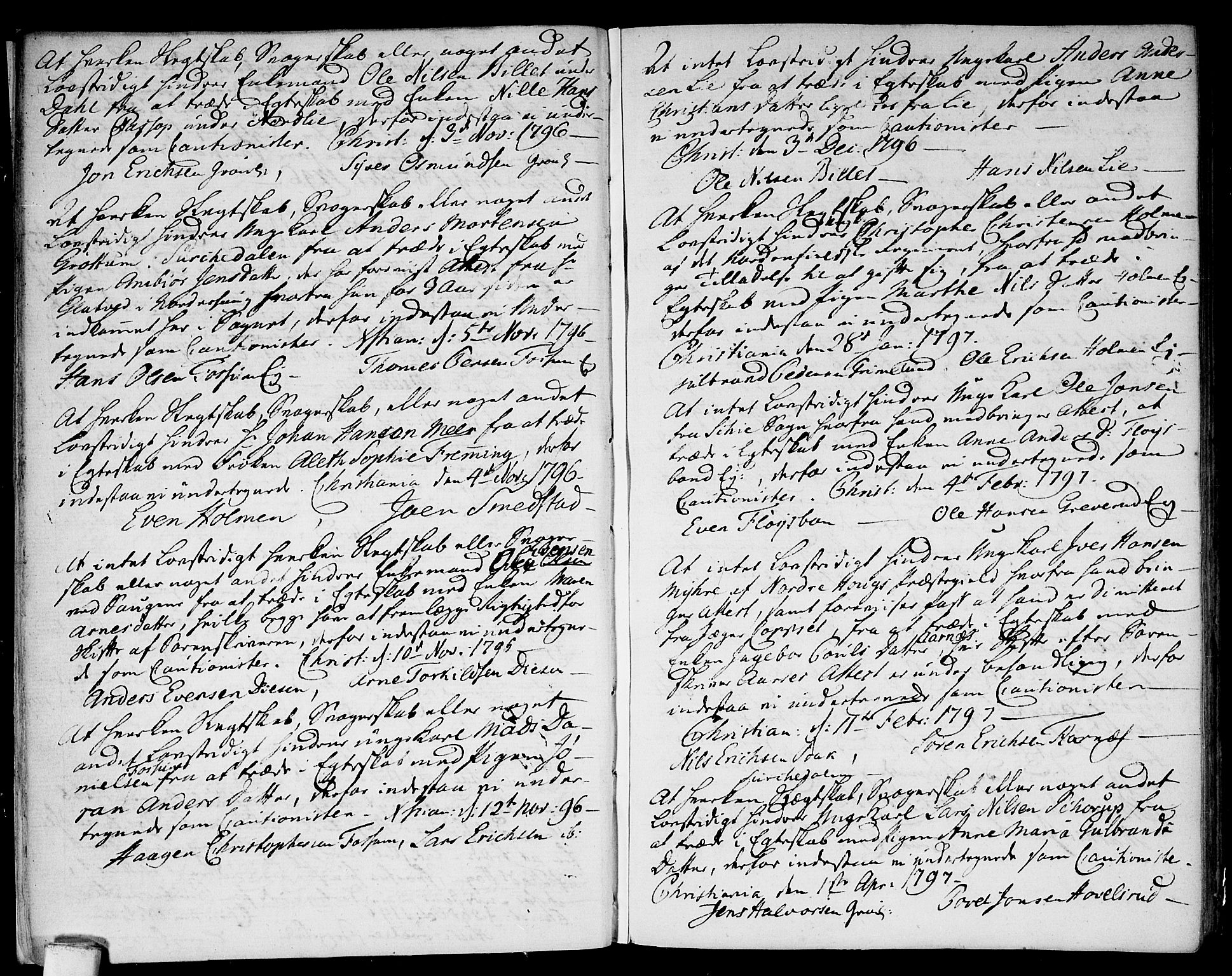 Aker prestekontor kirkebøker, AV/SAO-A-10861/L/L0005: Forlovererklæringer nr. 5, 1796-1821