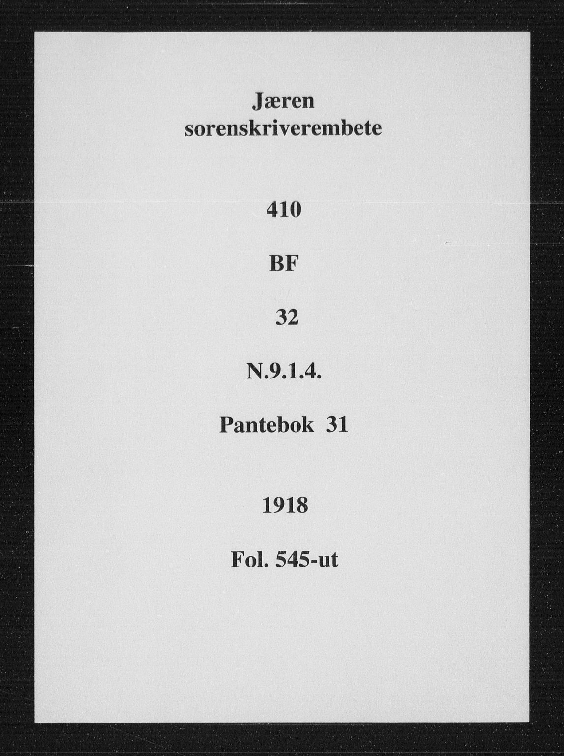 Jæren sorenskriveri, SAST/A-100310/01/4/41/41BF/L0032: Pantebok nr. 31b, 1918-1918
