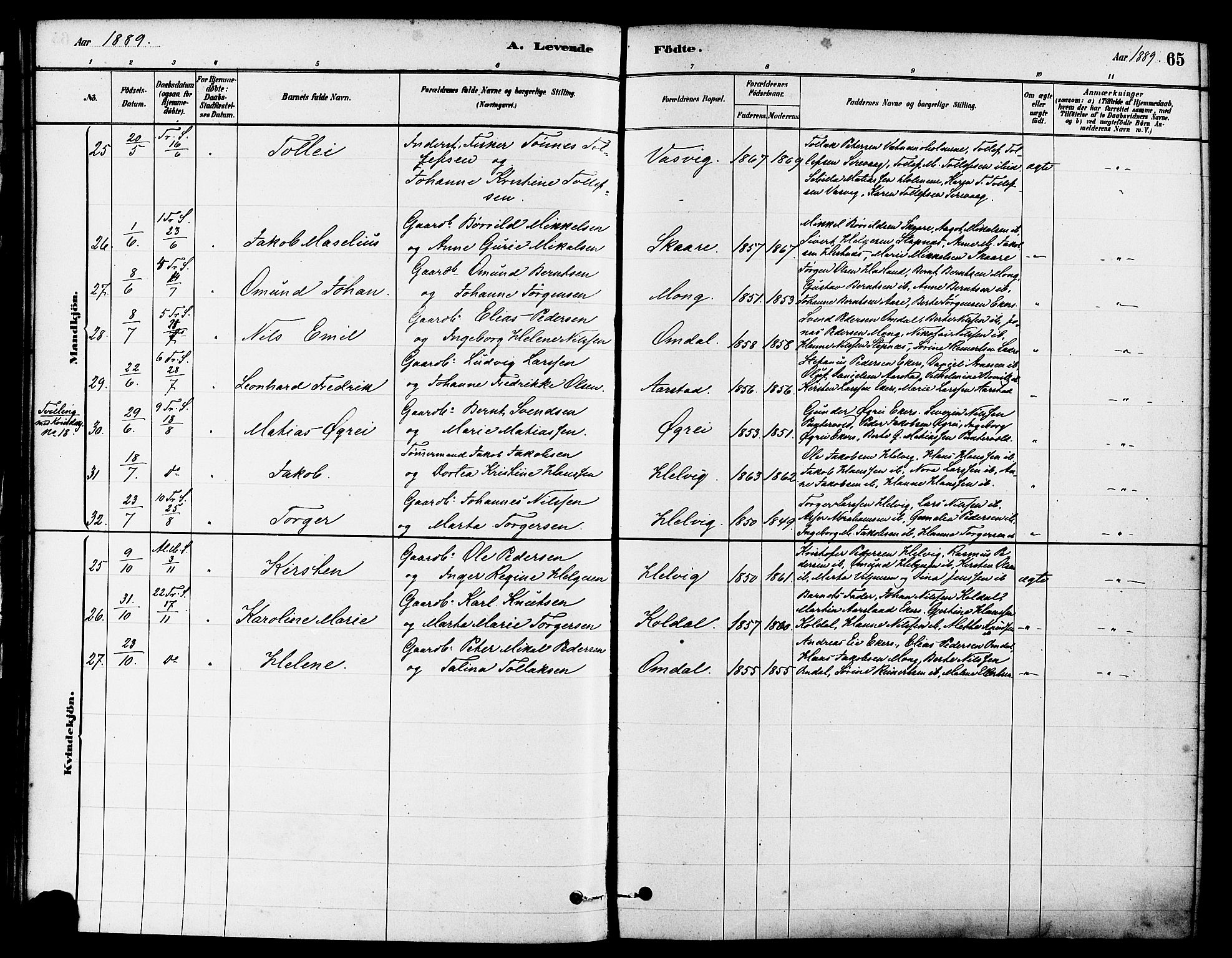 Eigersund sokneprestkontor, AV/SAST-A-101807/S08/L0017: Ministerialbok nr. A 14, 1879-1892, s. 65
