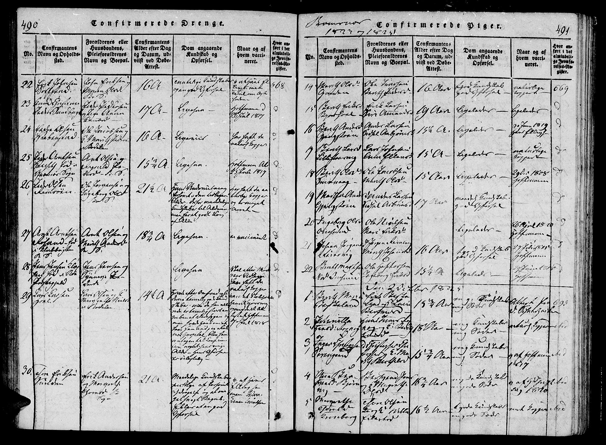 Ministerialprotokoller, klokkerbøker og fødselsregistre - Møre og Romsdal, AV/SAT-A-1454/568/L0800: Ministerialbok nr. 568A09 /2, 1820-1830, s. 490-491