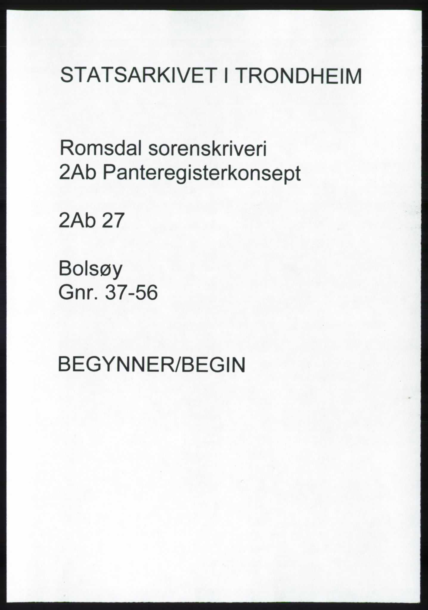 Romsdal sorenskriveri, SAT/A-4149/1/2/2Ab/L0027: Panteregister nr. 27