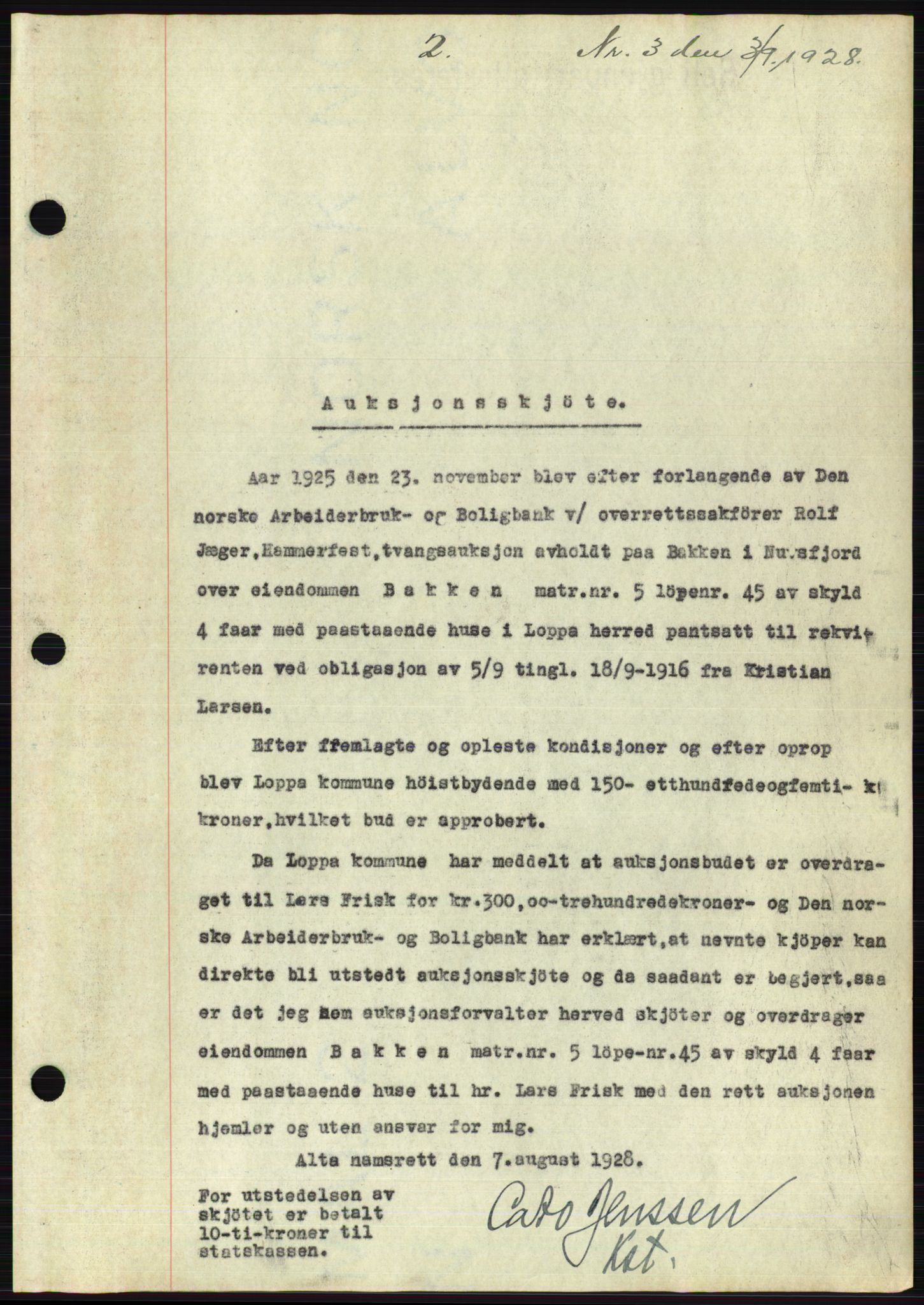 Alta fogderi/sorenskriveri, SATØ/SATØ-5/1/K/Kd/L0025pantebok: Pantebok nr. 25, 1928-1930, s. 2