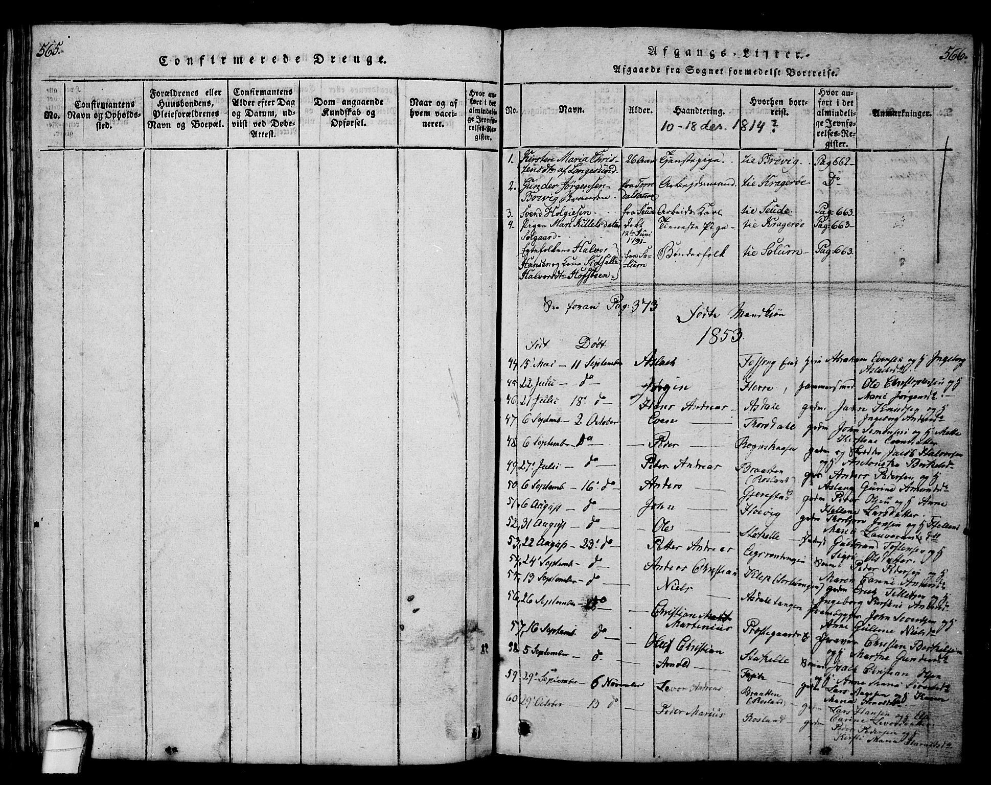 Bamble kirkebøker, AV/SAKO-A-253/G/Ga/L0005: Klokkerbok nr. I 5, 1814-1855, s. 565-566