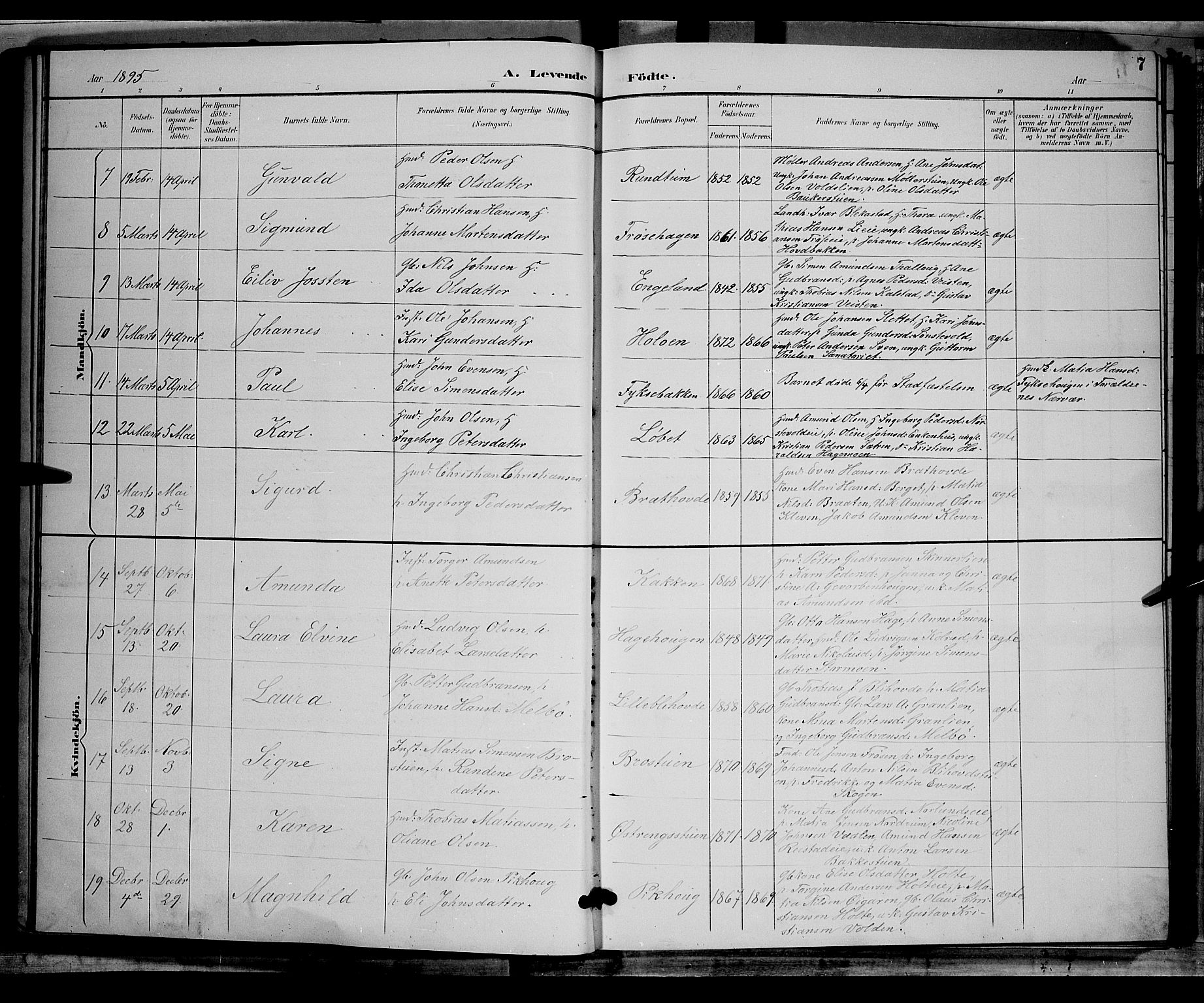 Østre Gausdal prestekontor, AV/SAH-PREST-092/H/Ha/Hab/L0002: Klokkerbok nr. 2, 1894-1904, s. 7