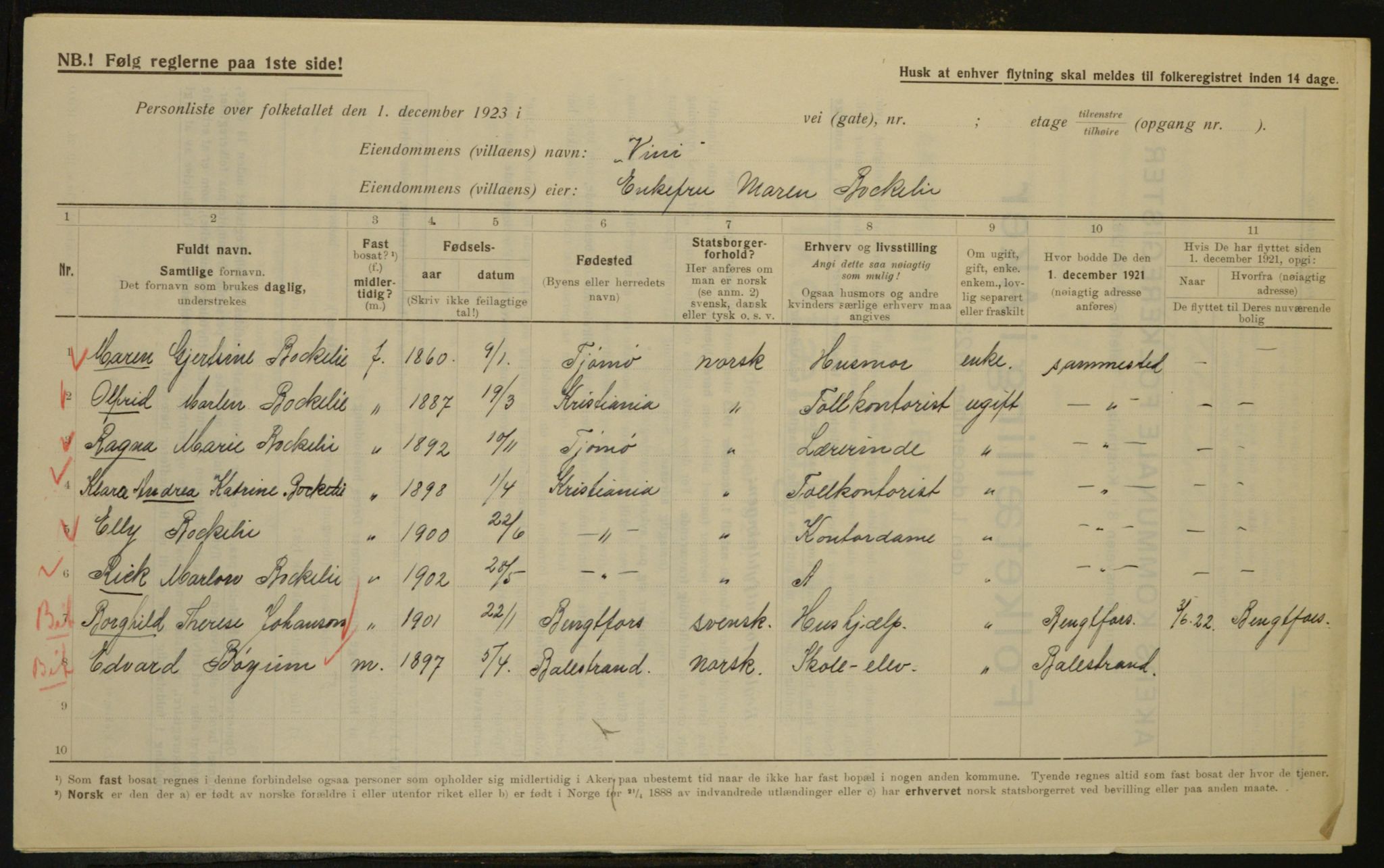 , Kommunal folketelling 1.12.1923 for Aker, 1923, s. 2970