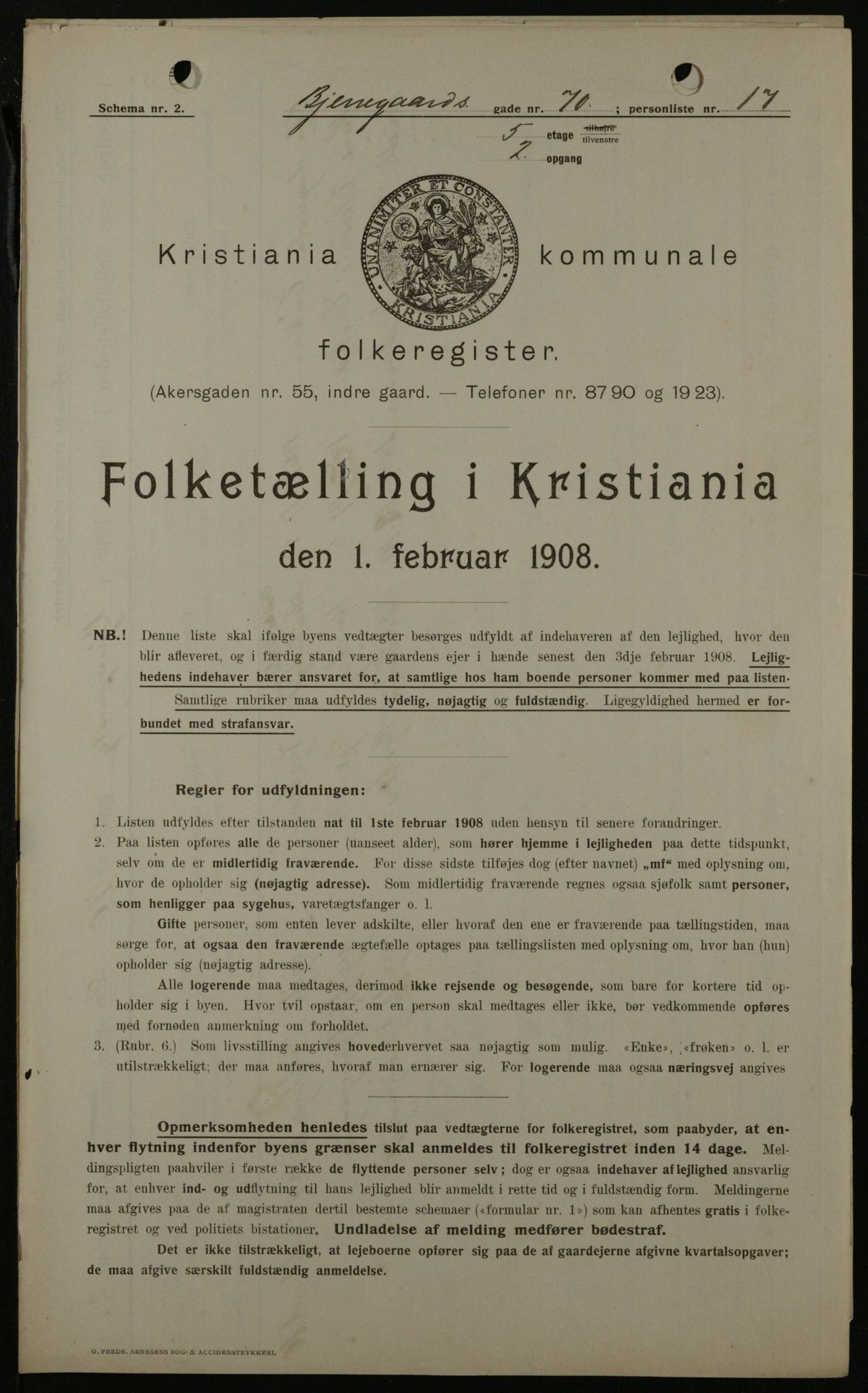 OBA, Kommunal folketelling 1.2.1908 for Kristiania kjøpstad, 1908, s. 6293