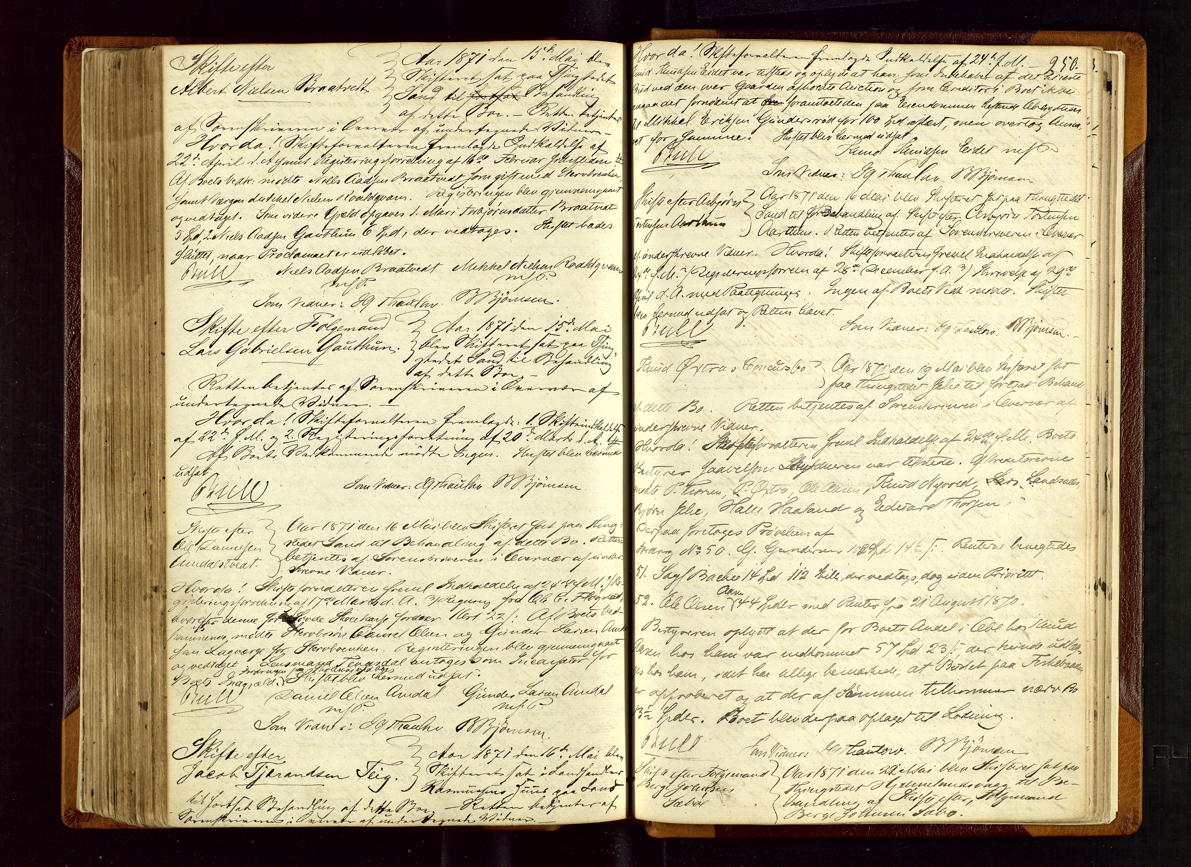 Ryfylke tingrett, AV/SAST-A-100055/001/IV/IVF/L0002: Skifteforhandlingsprotokoll A 2, 1861-1874, s. 250