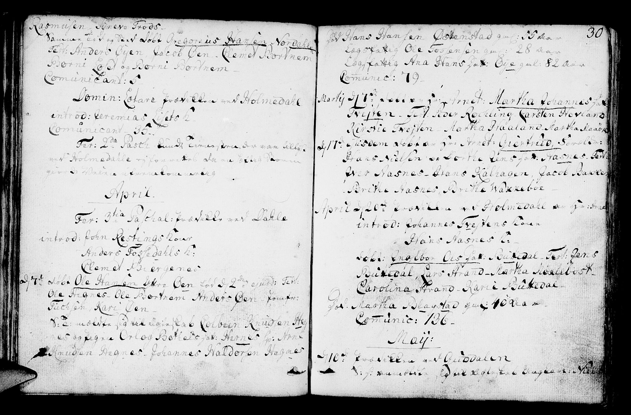 Fjaler sokneprestembete, AV/SAB-A-79801/H/Haa/Haaa/L0003: Ministerialbok nr. A 3, 1799-1814, s. 30