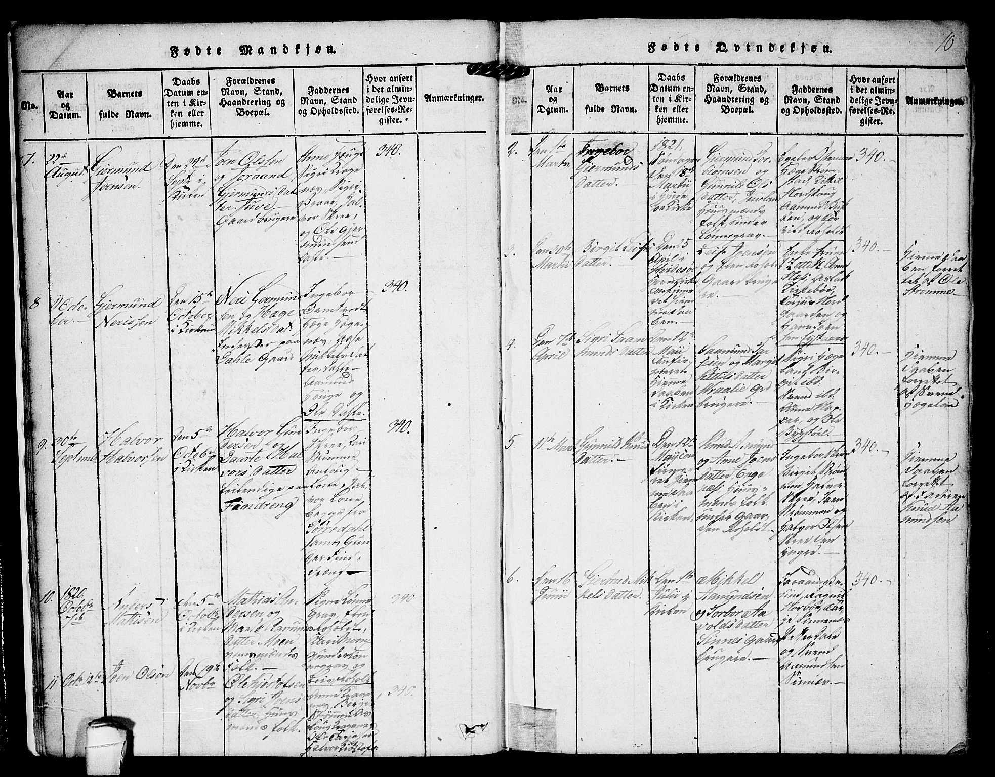 Kviteseid kirkebøker, AV/SAKO-A-276/F/Fc/L0001: Ministerialbok nr. III 1, 1815-1836, s. 10