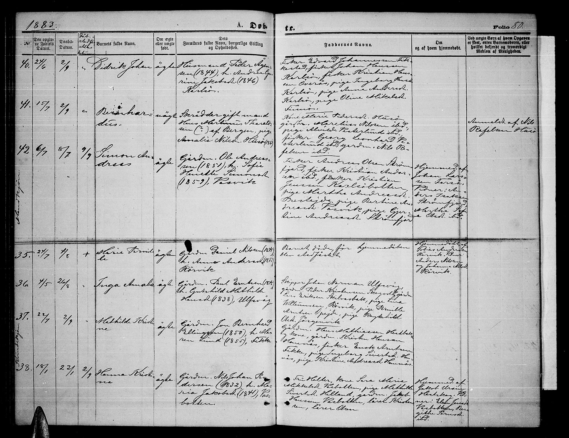 Ministerialprotokoller, klokkerbøker og fødselsregistre - Nordland, AV/SAT-A-1459/859/L0858: Klokkerbok nr. 859C04, 1873-1886, s. 80