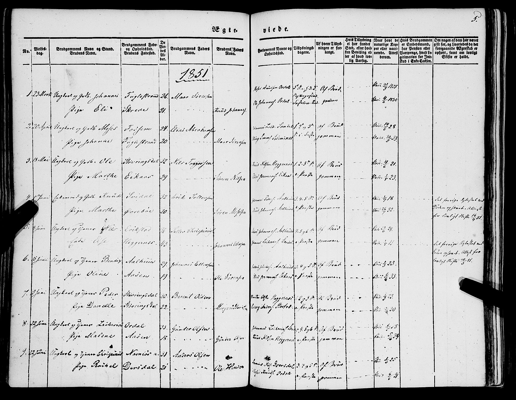 Jølster sokneprestembete, SAB/A-80701/H/Haa/Haaa/L0010: Ministerialbok nr. A 10, 1847-1865, s. 5