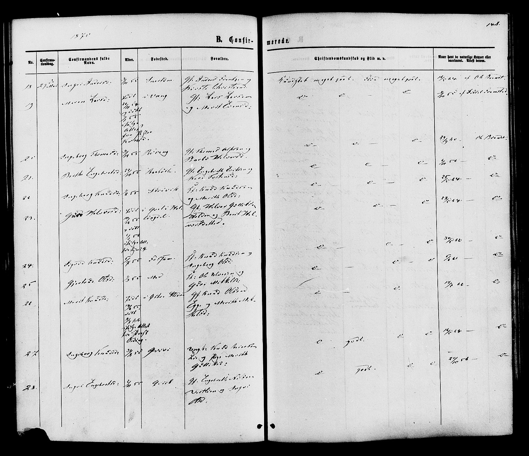 Vestre Slidre prestekontor, SAH/PREST-136/H/Ha/Haa/L0003: Ministerialbok nr. 3, 1865-1880, s. 148