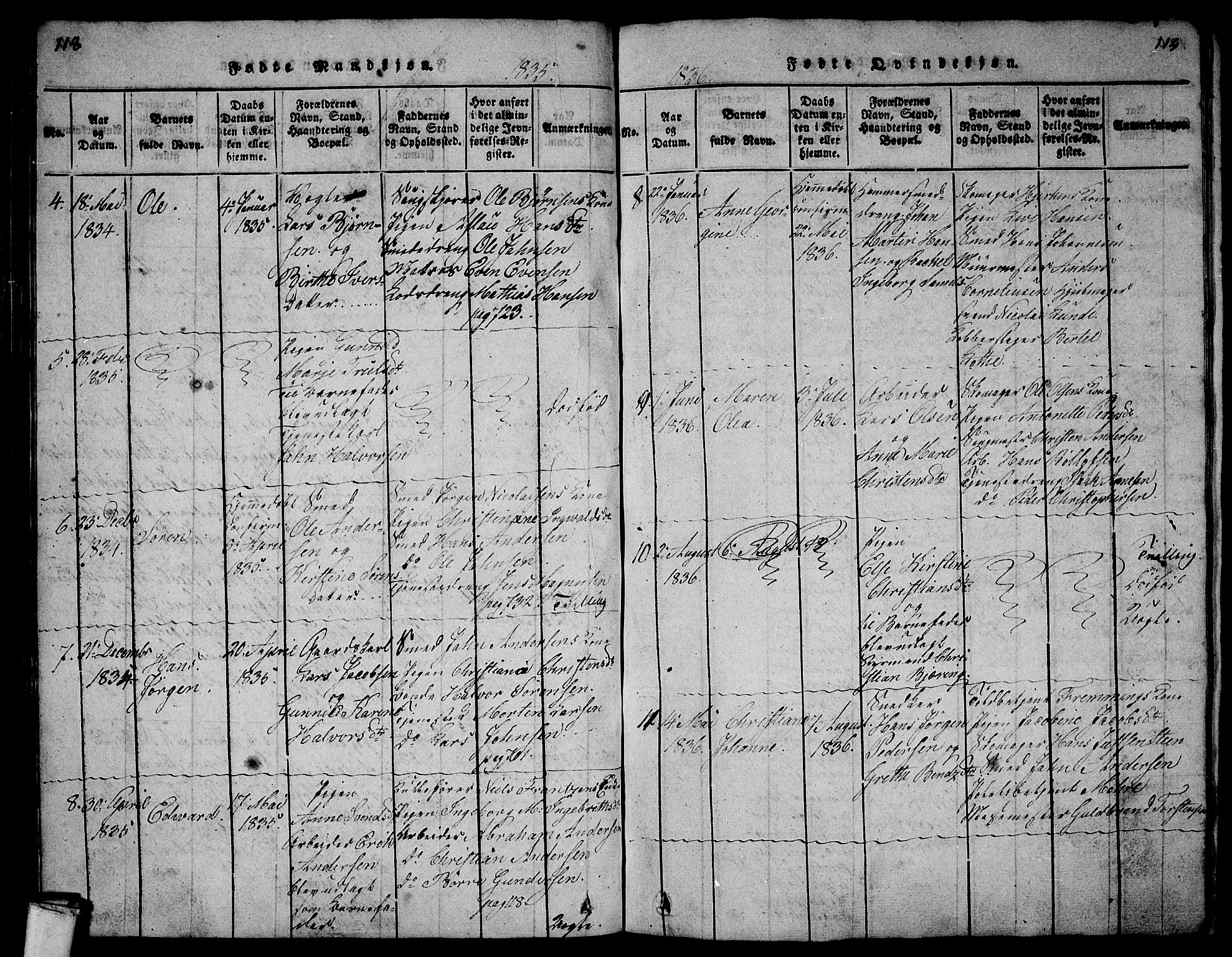 Larvik kirkebøker, AV/SAKO-A-352/G/Gb/L0001: Klokkerbok nr. II 1, 1818-1843, s. 118-119