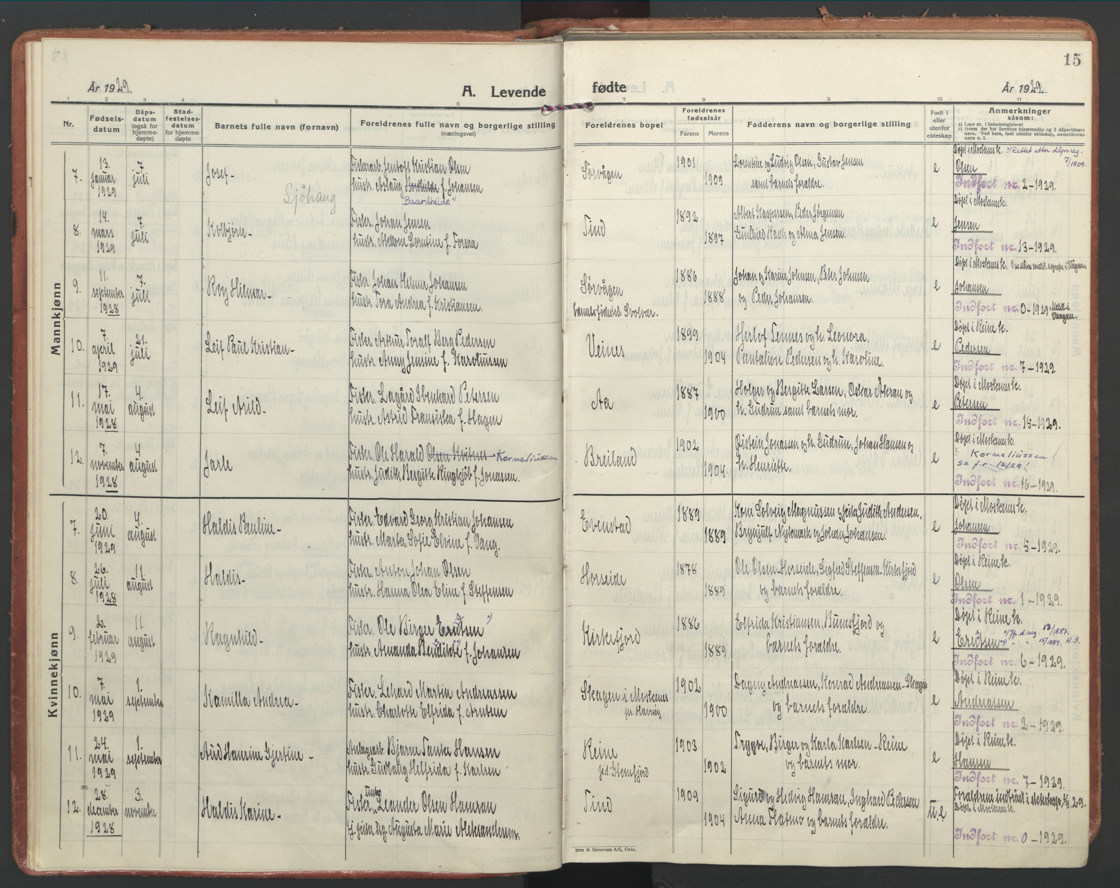Ministerialprotokoller, klokkerbøker og fødselsregistre - Nordland, AV/SAT-A-1459/886/L1223: Ministerialbok nr. 886A05, 1926-1938, s. 15