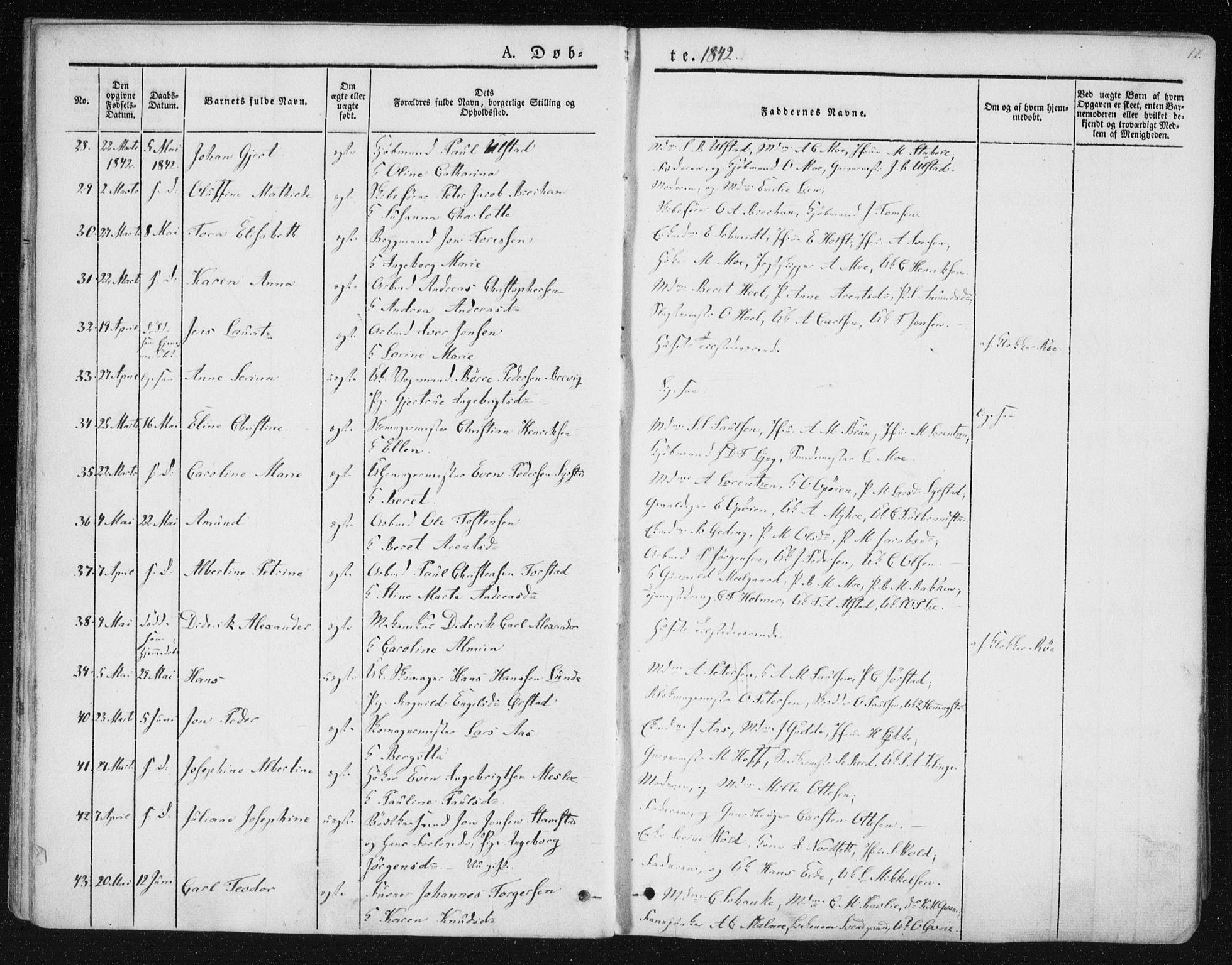 Ministerialprotokoller, klokkerbøker og fødselsregistre - Sør-Trøndelag, SAT/A-1456/602/L0110: Ministerialbok nr. 602A08, 1840-1854, s. 17