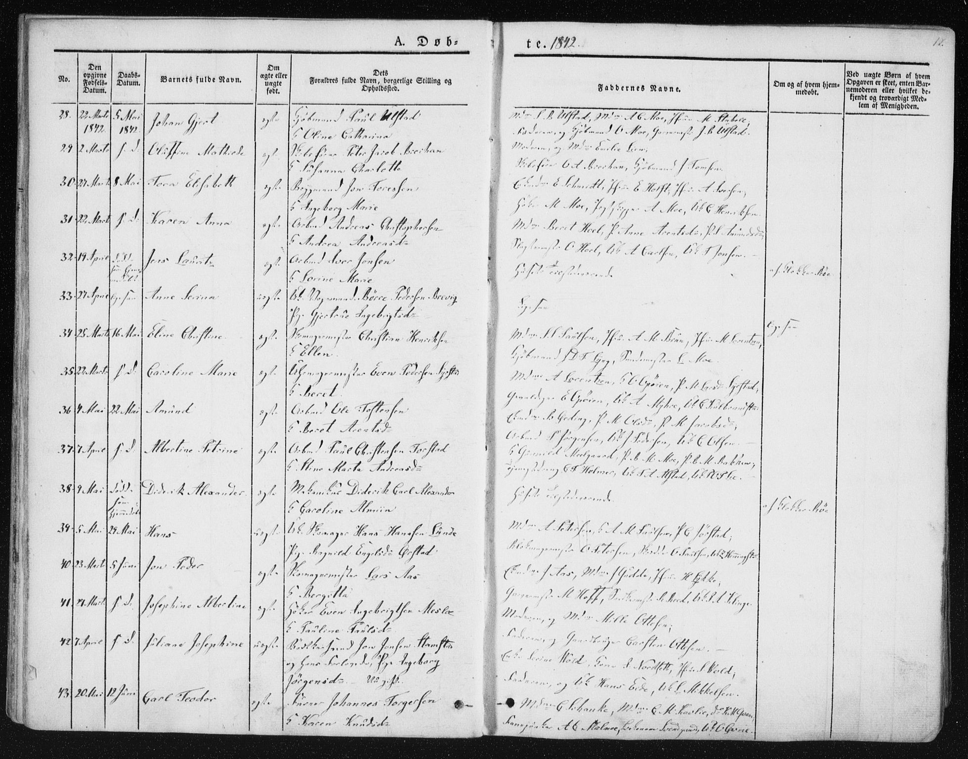 Ministerialprotokoller, klokkerbøker og fødselsregistre - Sør-Trøndelag, AV/SAT-A-1456/602/L0110: Ministerialbok nr. 602A08, 1840-1854, s. 17