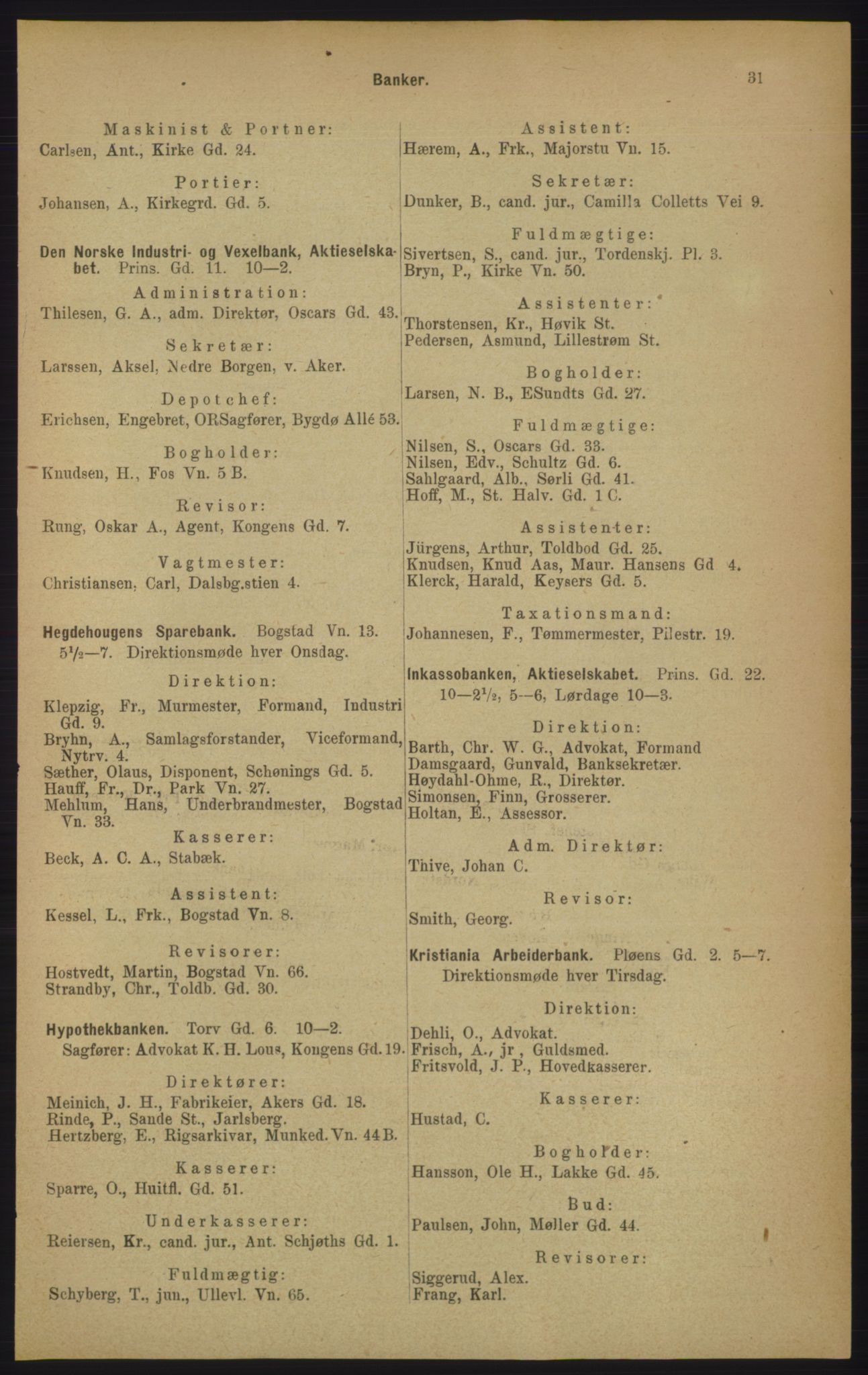 Kristiania/Oslo adressebok, PUBL/-, 1906, s. 31