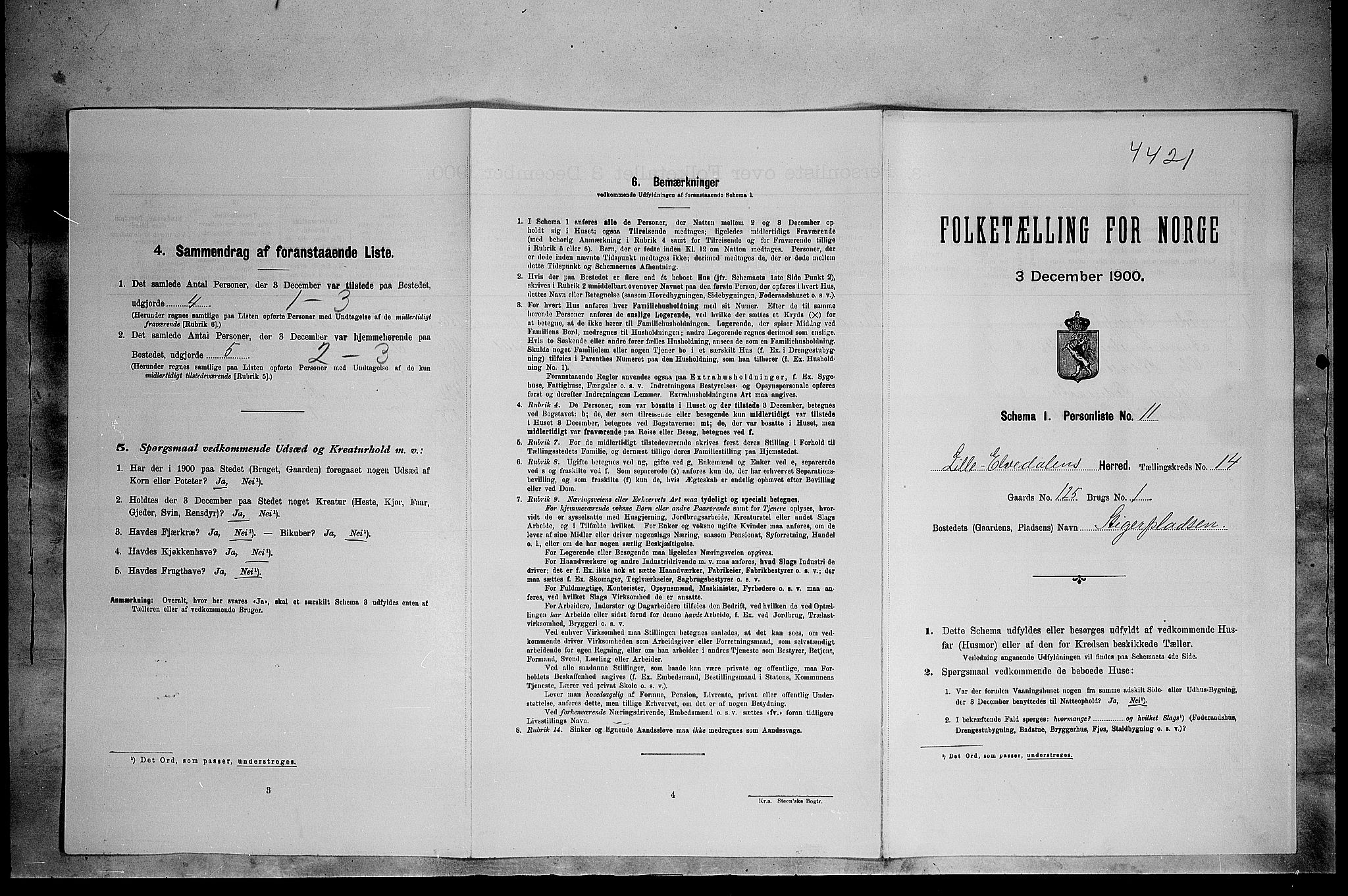 SAH, Folketelling 1900 for 0438 Lille Elvedalen herred, 1900, s. 1050