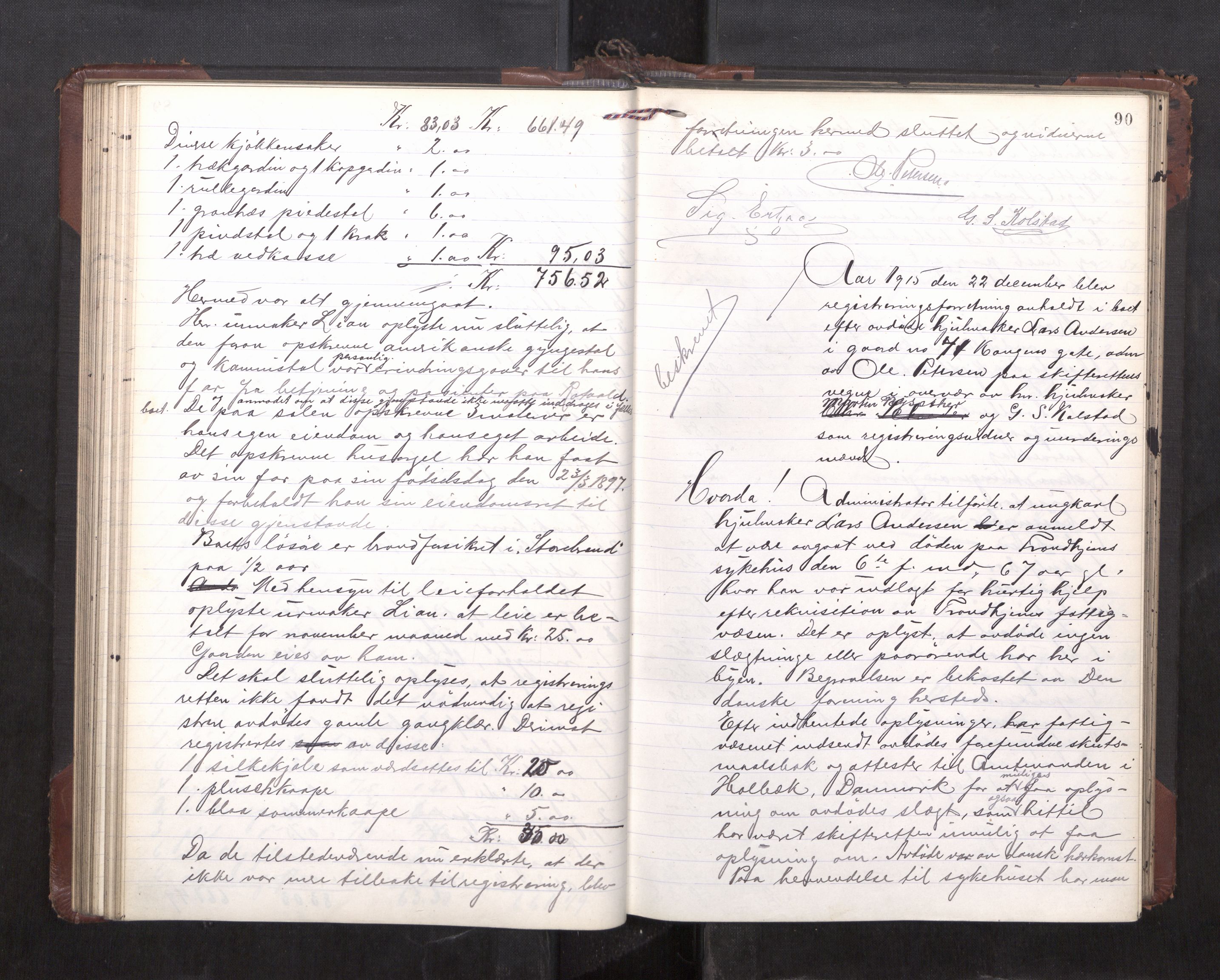 Trondheim byfogd, AV/SAT-A-0003/1/3/3C/L0036: Skifteregistreringsprotokoll - 14/4-24/9. (u/ register), 1915-1918, s. 90