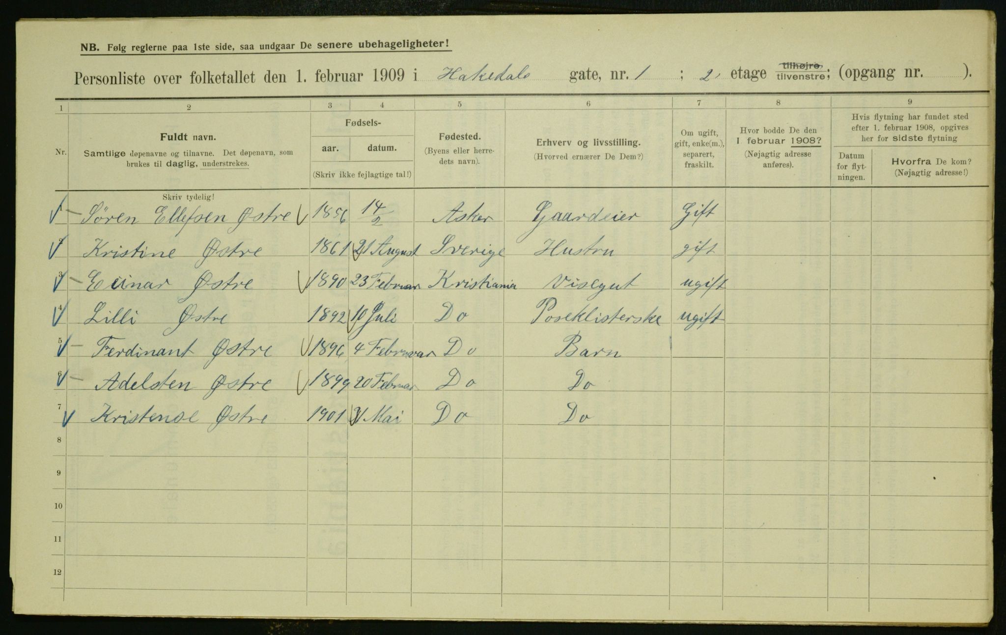 OBA, Kommunal folketelling 1.2.1909 for Kristiania kjøpstad, 1909, s. 21856