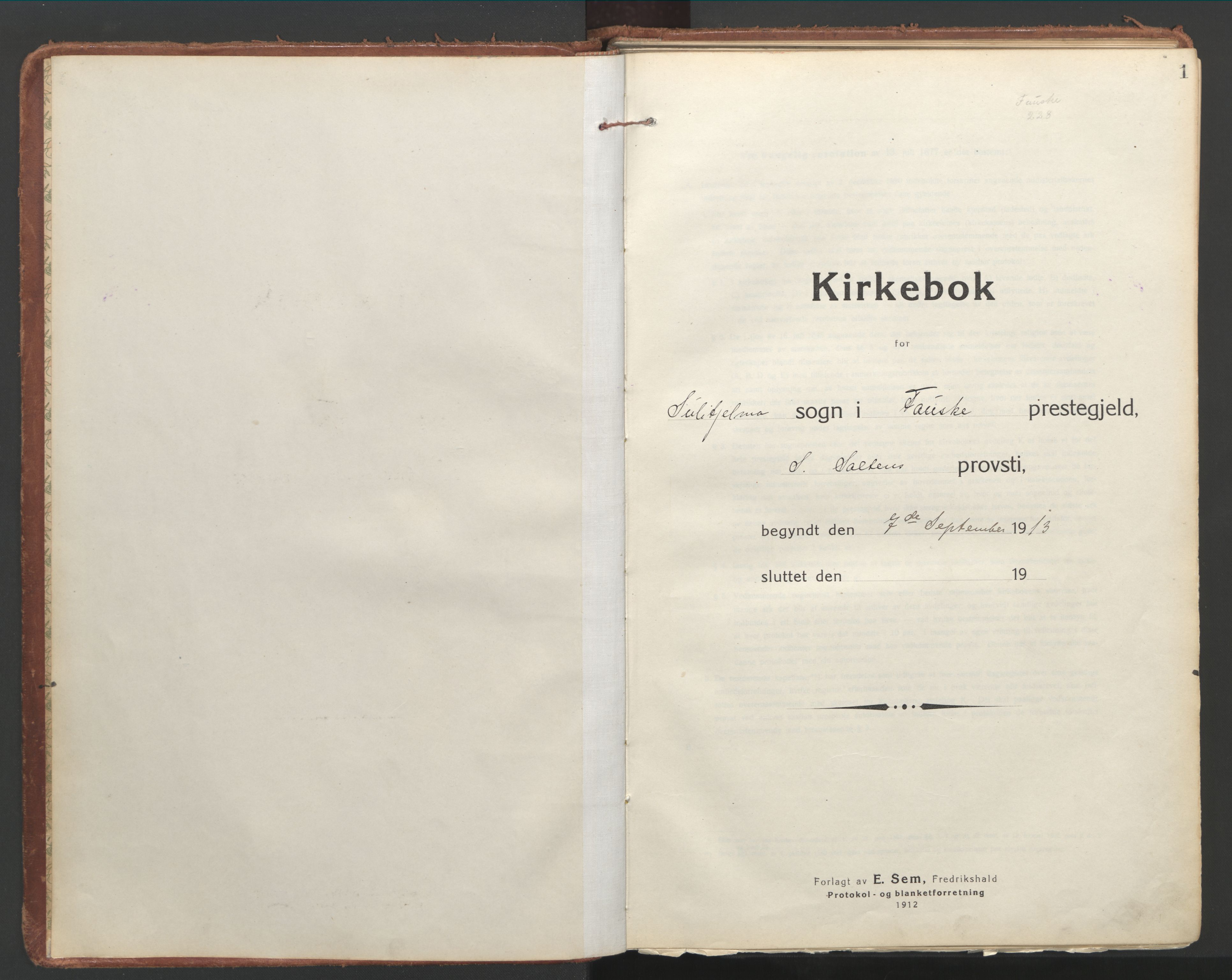 Ministerialprotokoller, klokkerbøker og fødselsregistre - Nordland, SAT/A-1459/850/L0715: Residerende kapellans bok nr. 850B05, 1913-1924, s. 1