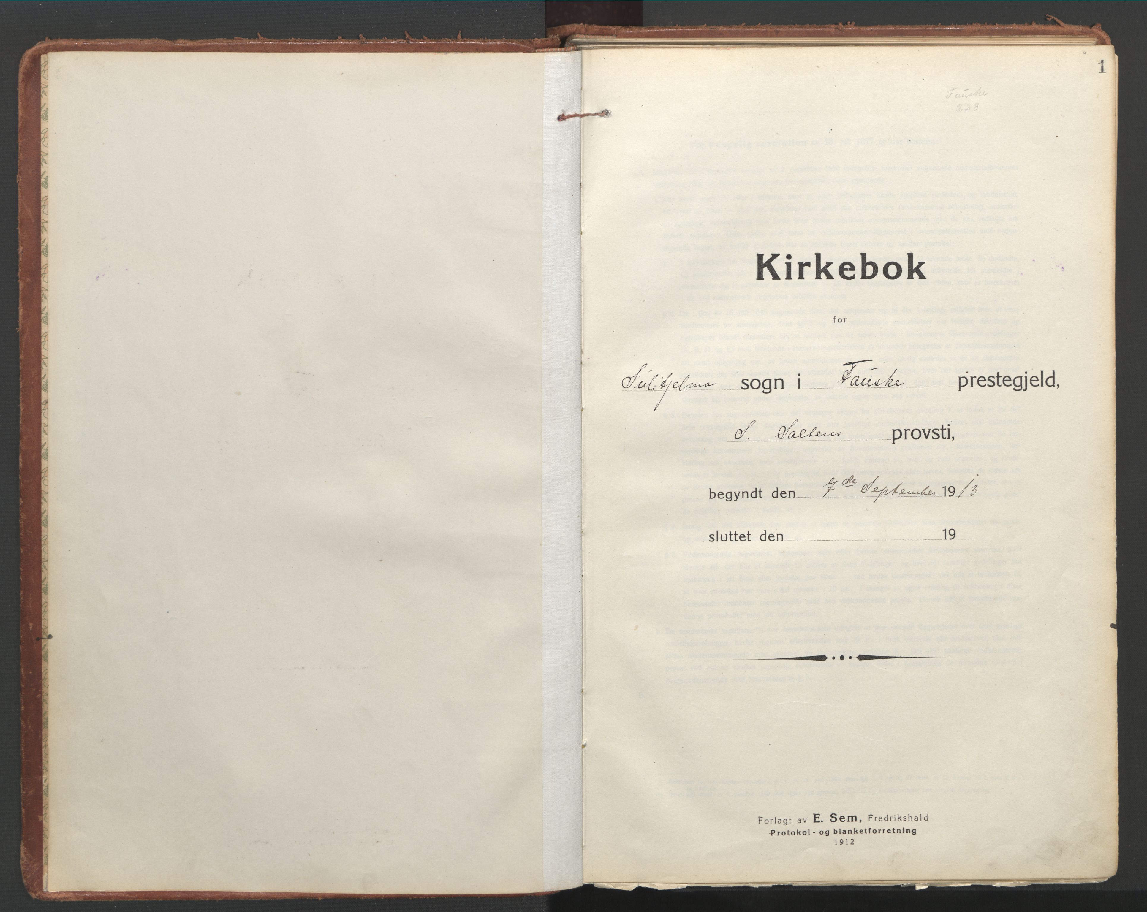 Ministerialprotokoller, klokkerbøker og fødselsregistre - Nordland, AV/SAT-A-1459/850/L0715: Residerende kapellans bok nr. 850B05, 1913-1924, s. 1