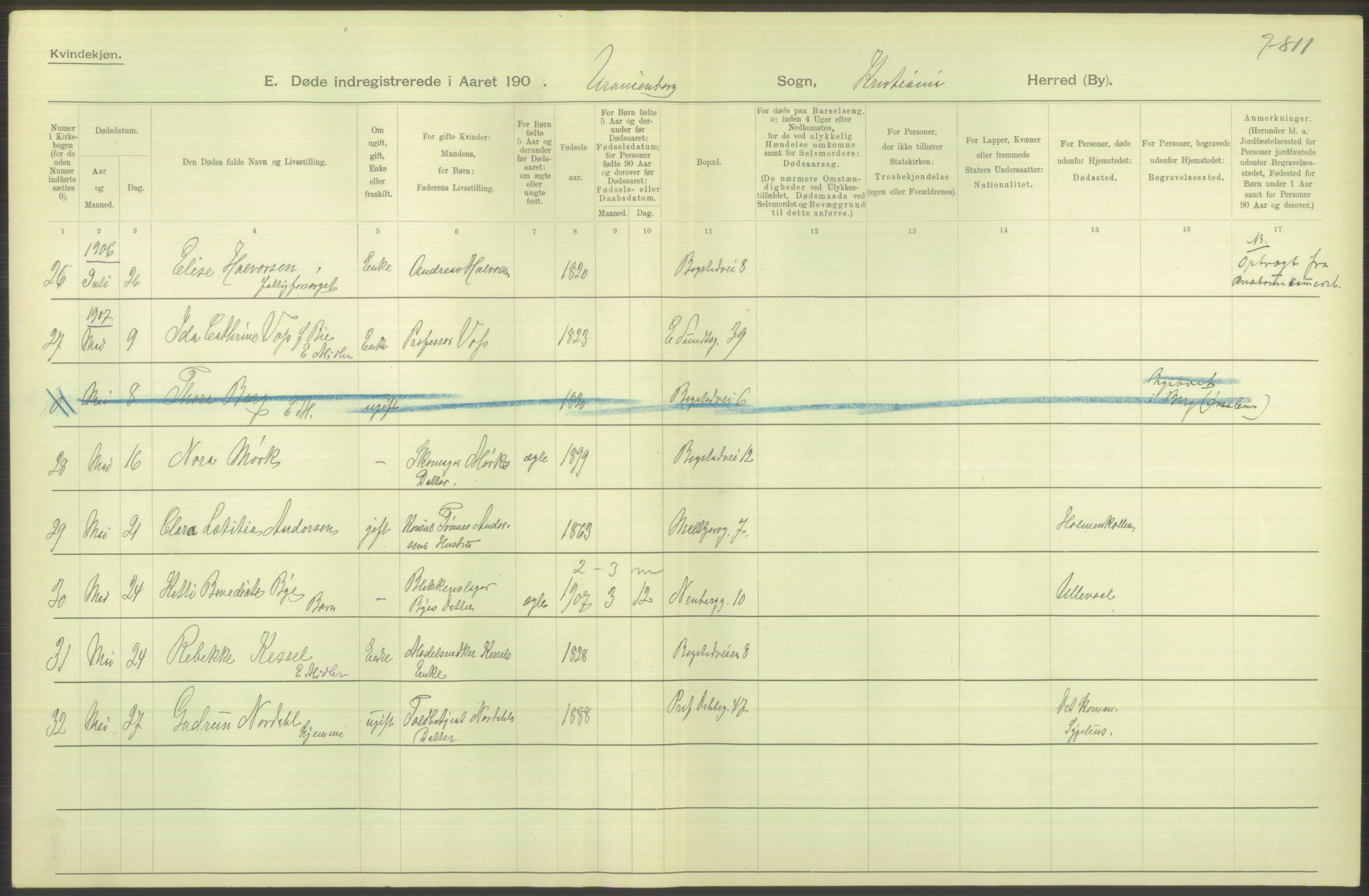 Statistisk sentralbyrå, Sosiodemografiske emner, Befolkning, AV/RA-S-2228/D/Df/Dfa/Dfae/L0009: Kristiania: Døde, 1907, s. 334