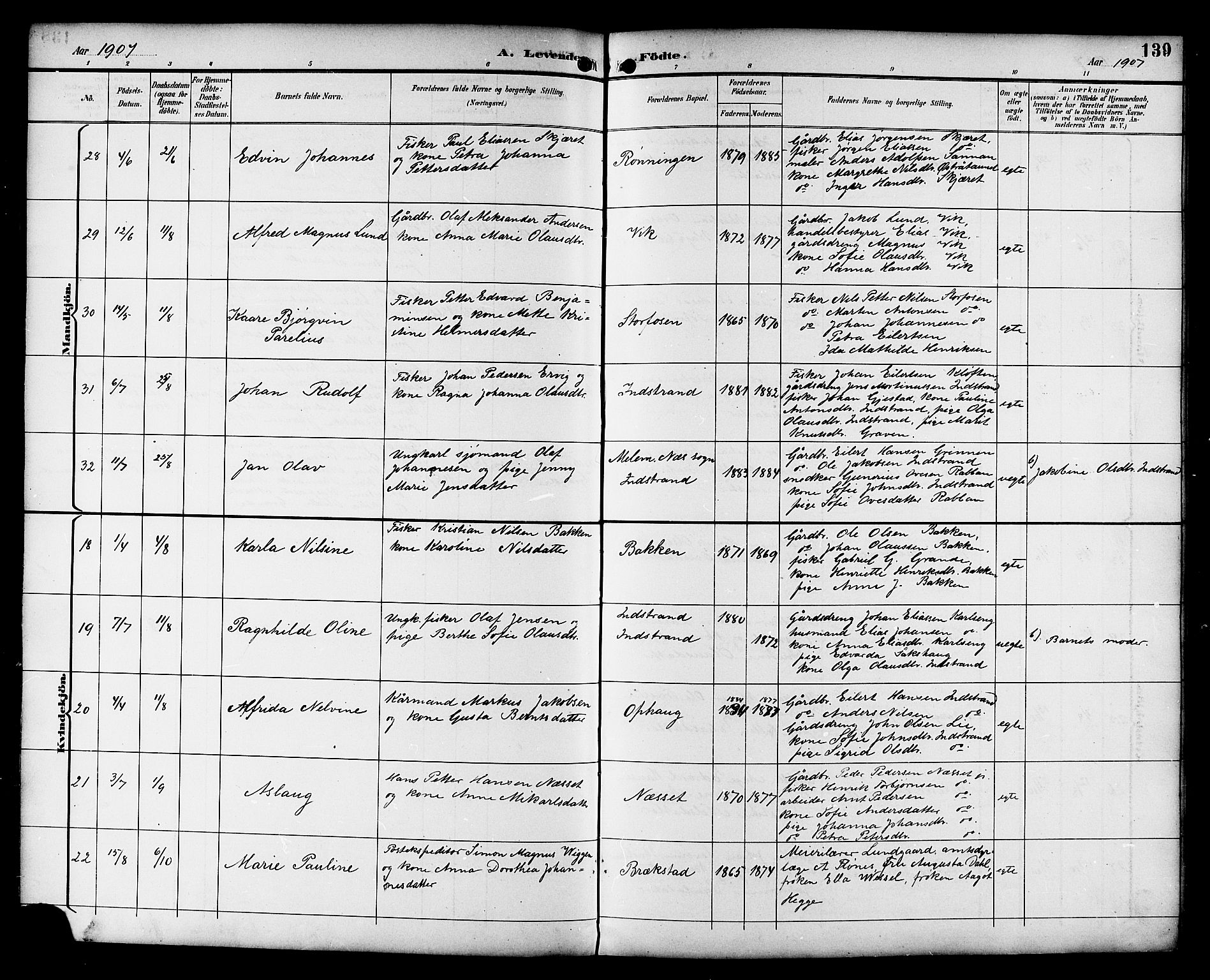 Ministerialprotokoller, klokkerbøker og fødselsregistre - Sør-Trøndelag, AV/SAT-A-1456/659/L0746: Klokkerbok nr. 659C03, 1893-1912, s. 139