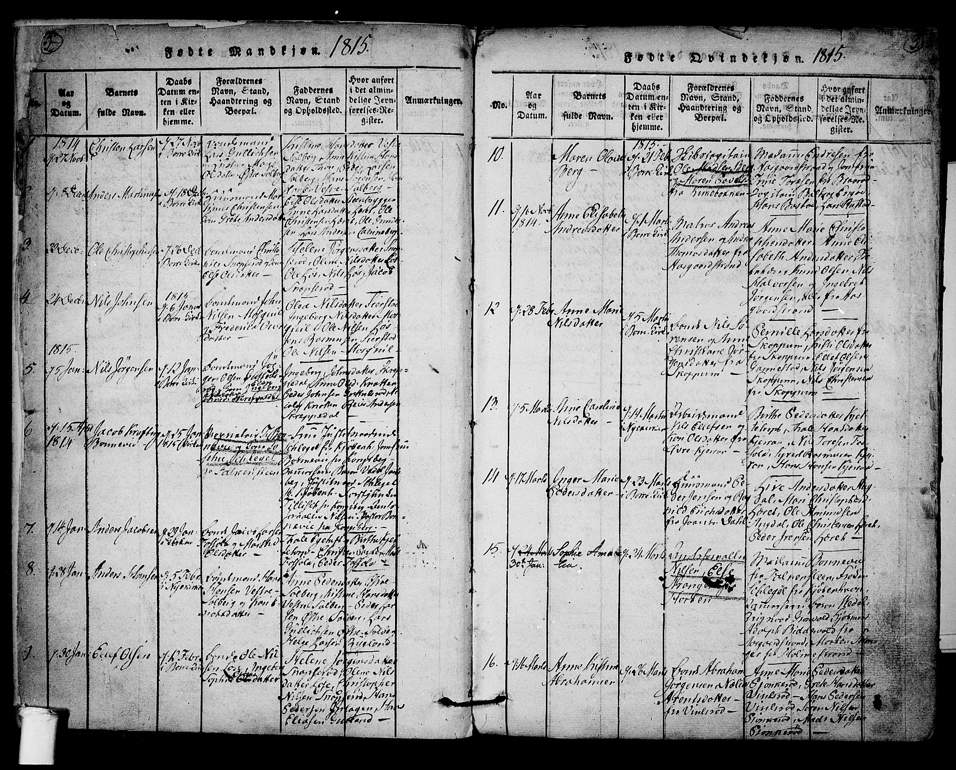 Borre kirkebøker, AV/SAKO-A-338/F/Fa/L0004: Ministerialbok nr. I 4, 1815-1845, s. 2-3
