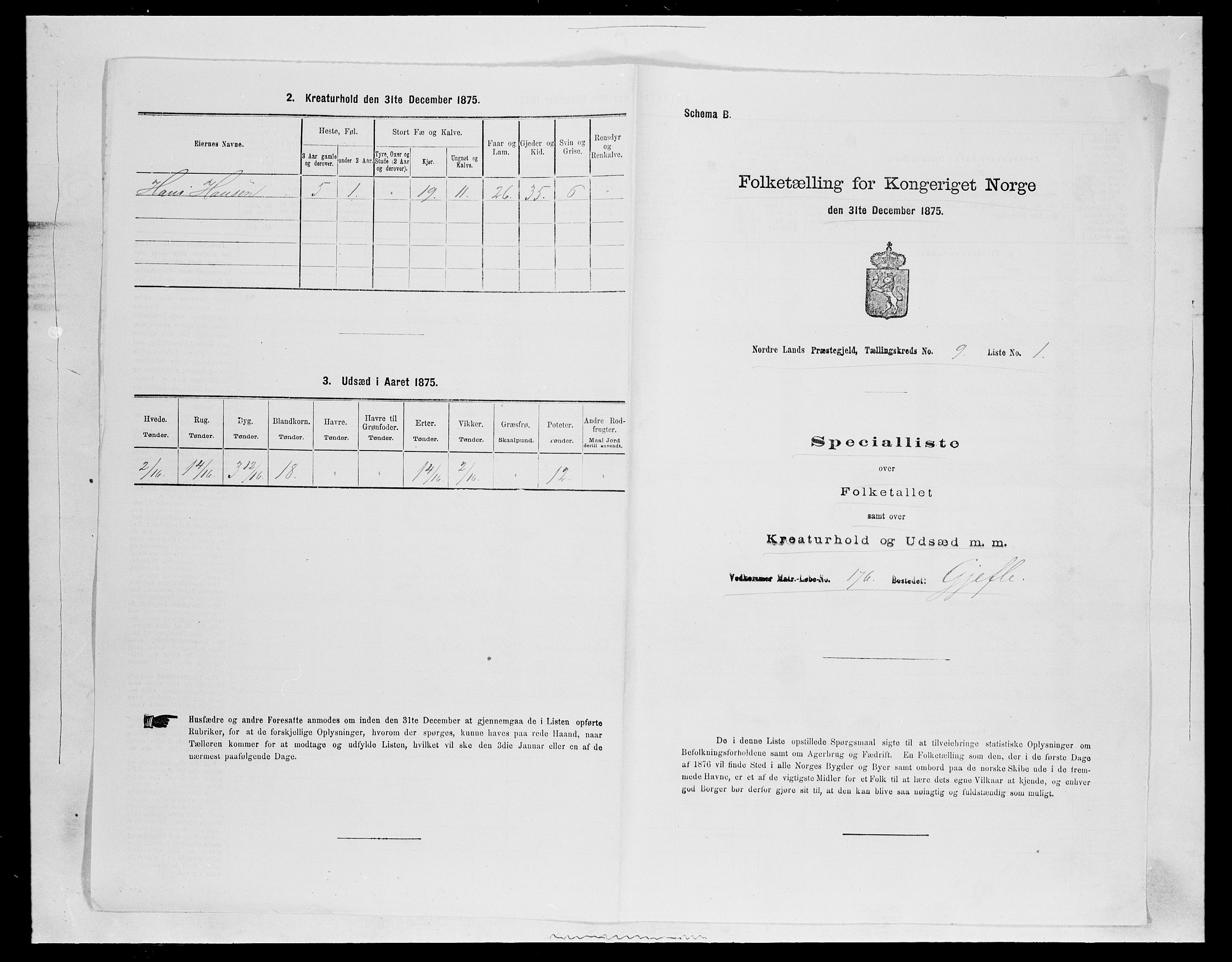 SAH, Folketelling 1875 for 0538P Nordre Land prestegjeld, 1875, s. 1441