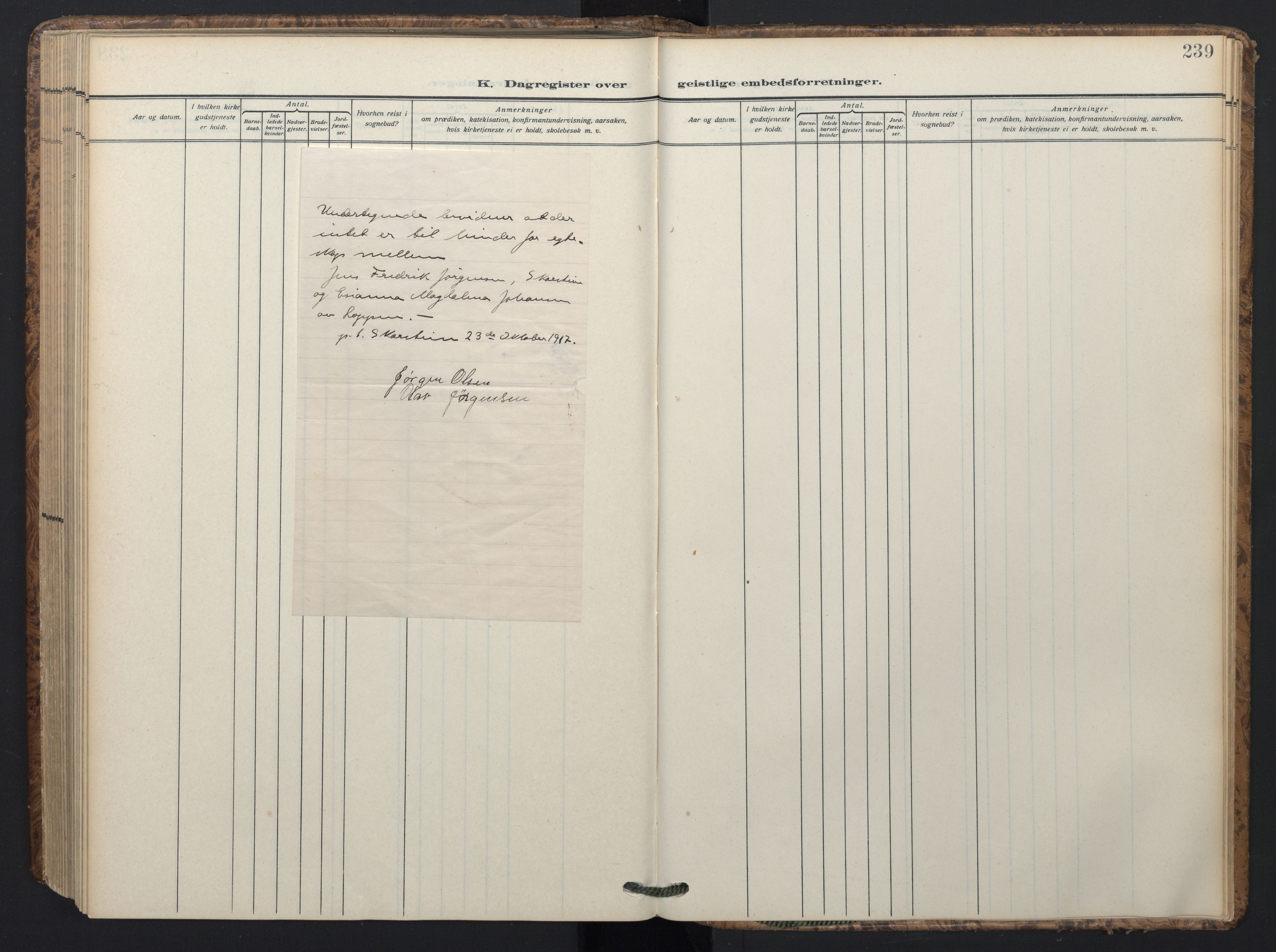 Ministerialprotokoller, klokkerbøker og fødselsregistre - Nordland, AV/SAT-A-1459/899/L1438: Ministerialbok nr. 899A06, 1909-1922, s. 239