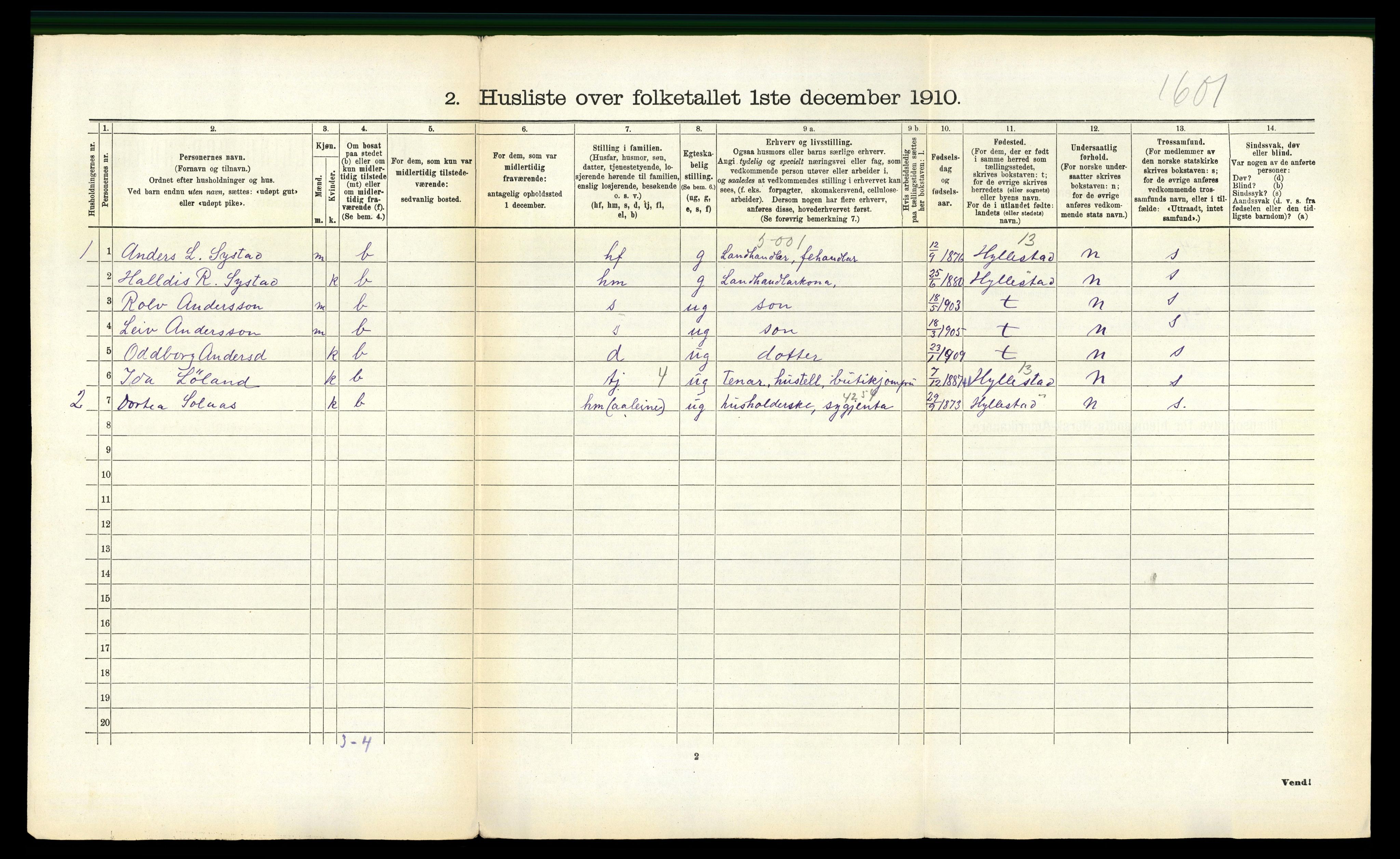 RA, Folketelling 1910 for 1415 Lavik herred, 1910, s. 92