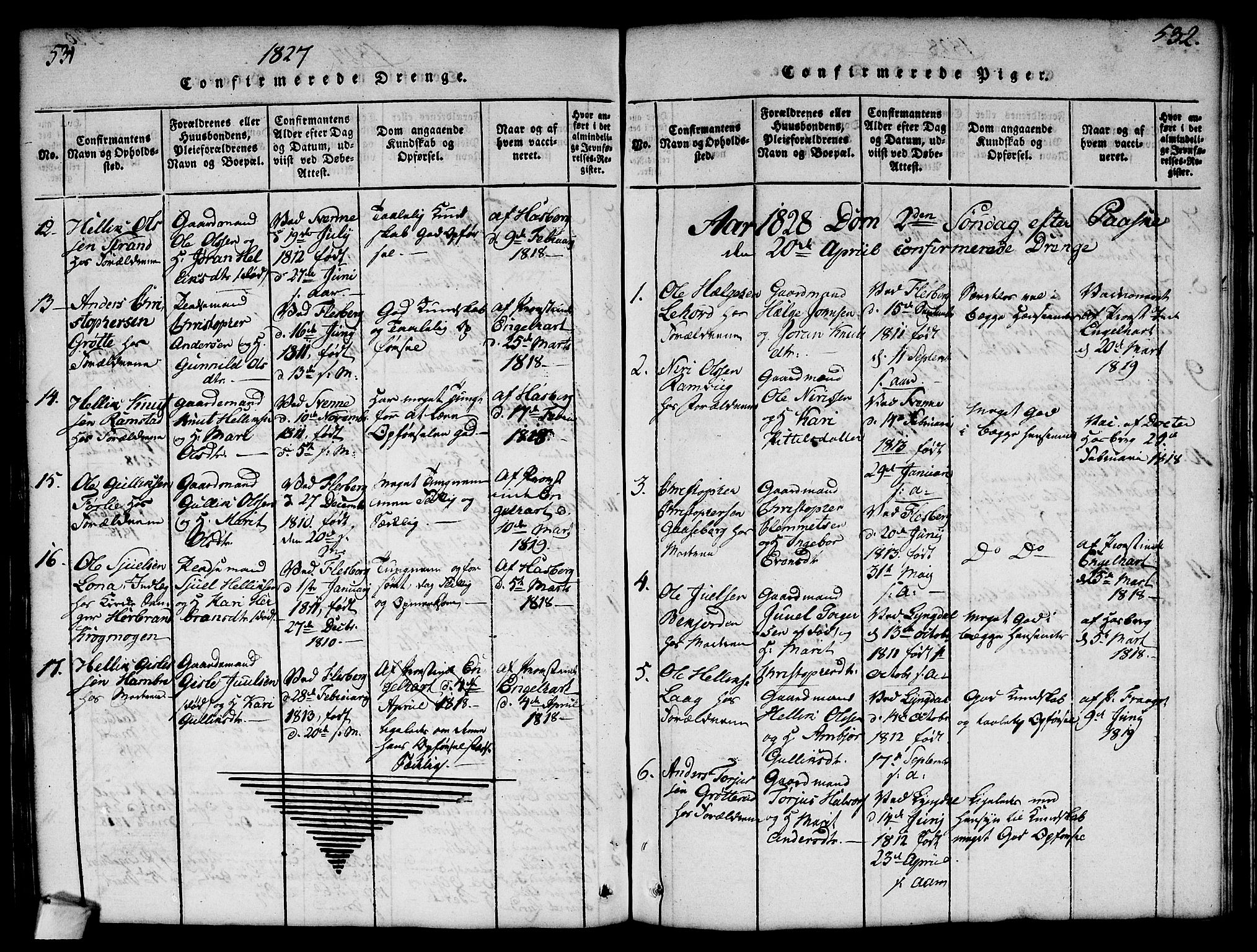 Flesberg kirkebøker, AV/SAKO-A-18/G/Ga/L0001: Klokkerbok nr. I 1, 1816-1834, s. 531-532