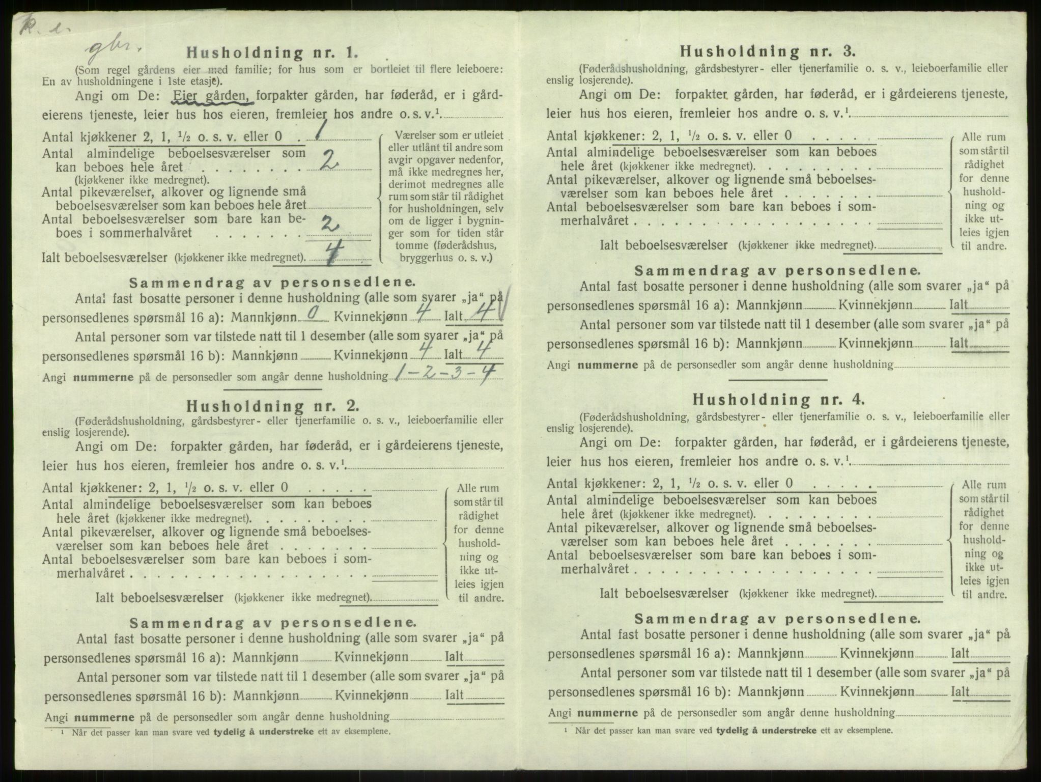 SAB, Folketelling 1920 for 1425 Hafslo herred, 1920, s. 1001