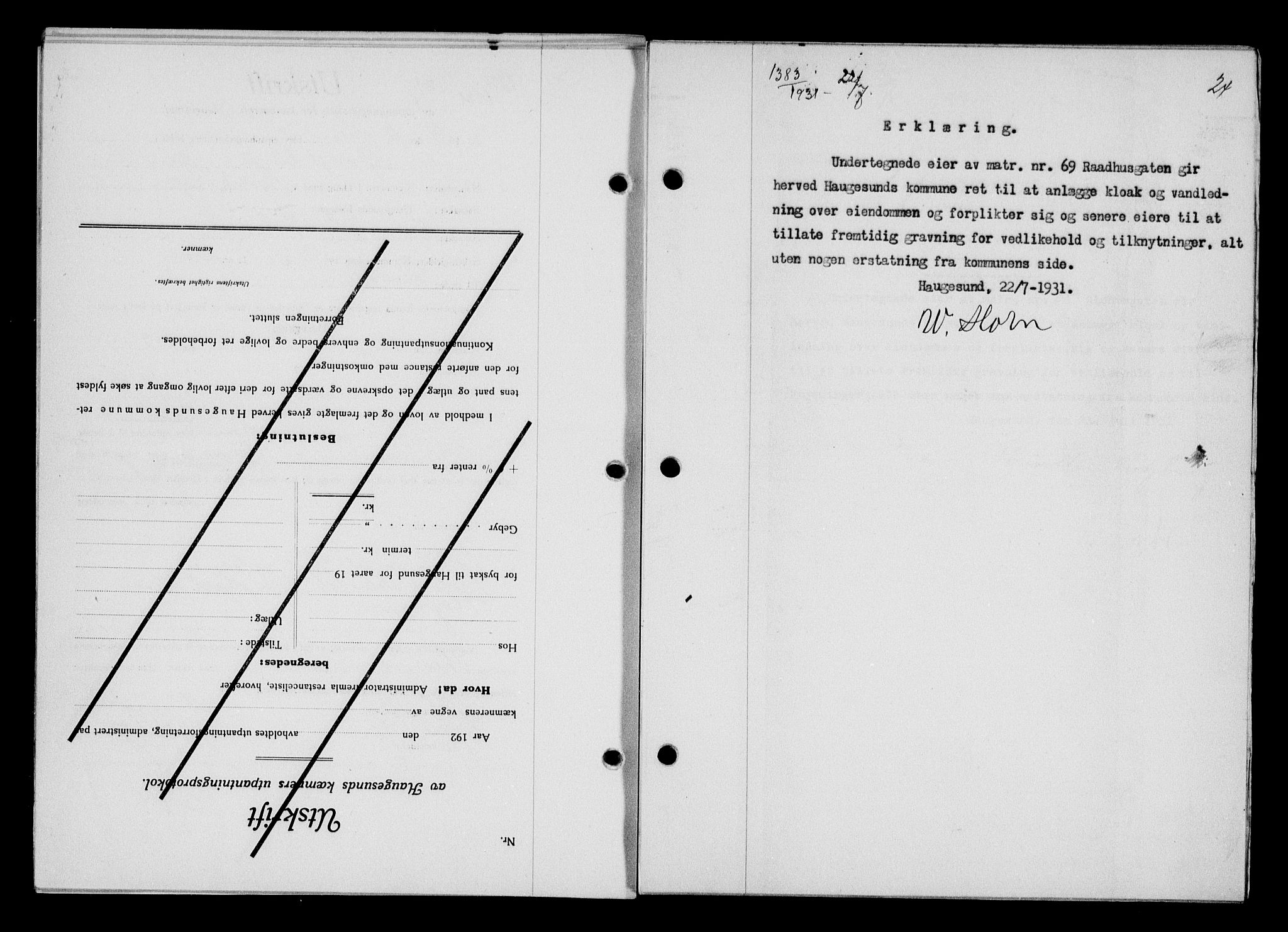 Haugesund tingrett, SAST/A-101415/01/II/IIC/L0024: Pantebok nr. 24, 1931-1932, Tingl.dato: 22.07.1931