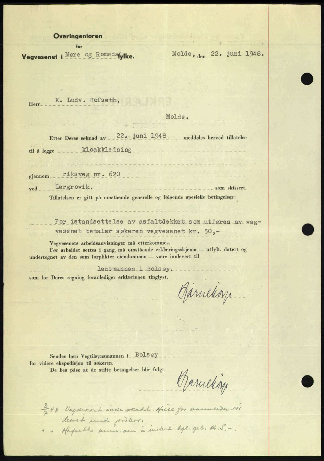 Romsdal sorenskriveri, AV/SAT-A-4149/1/2/2C: Pantebok nr. A26, 1948-1948, Dagboknr: 1732/1948