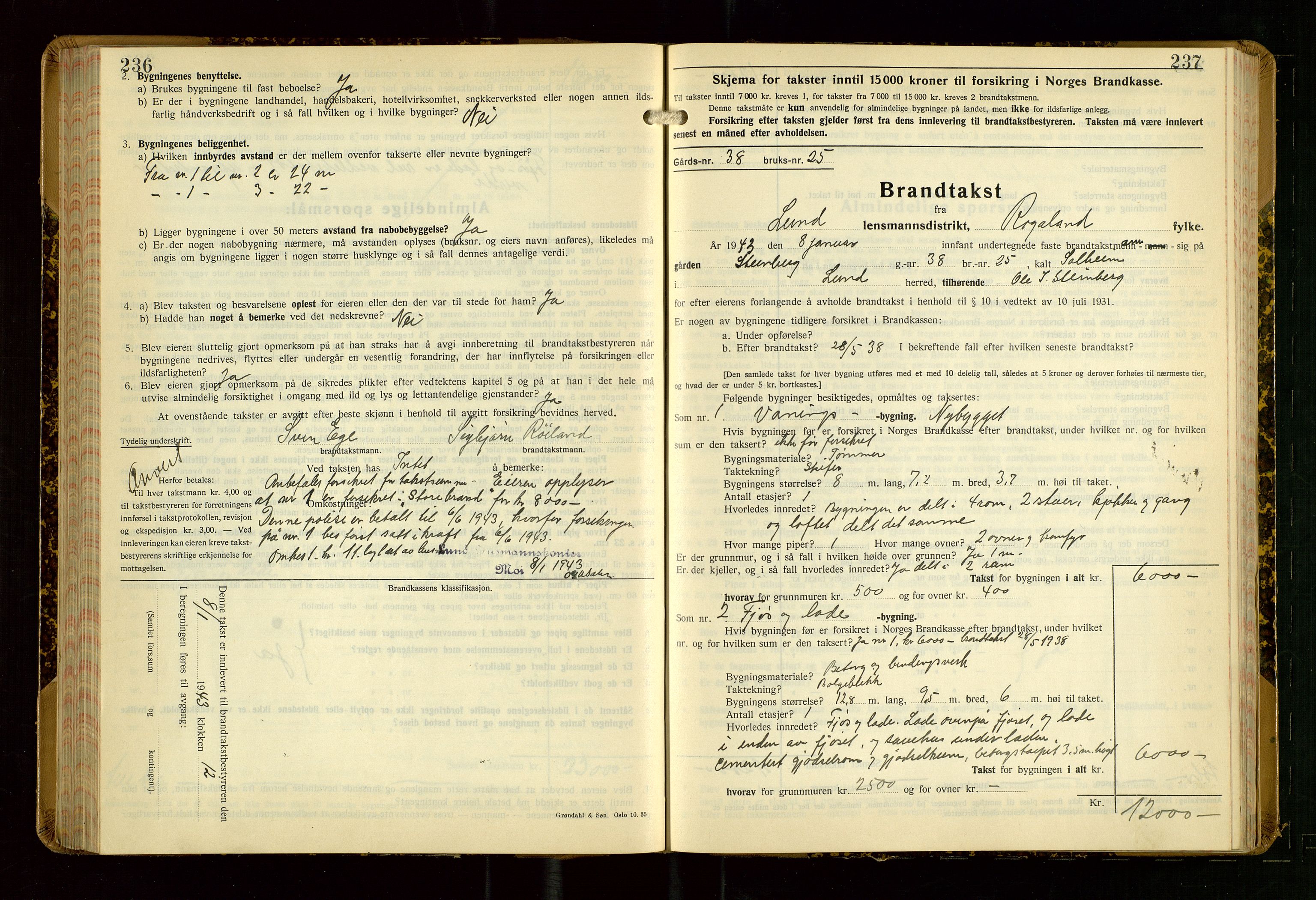 Lund lensmannskontor, AV/SAST-A-100303/Gob/L0006: "Brandtakstprotokoll", 1938-1951, s. 236-237