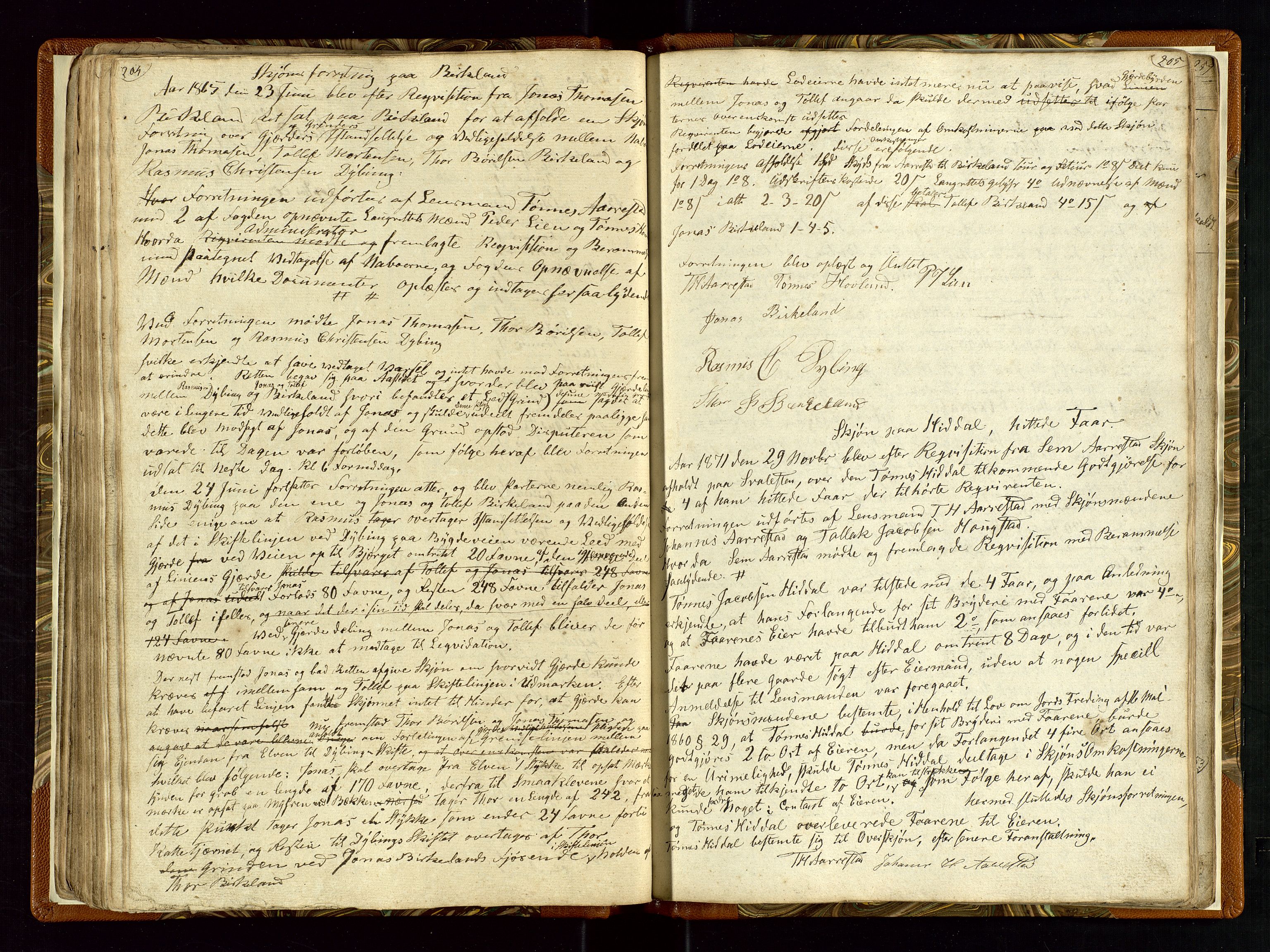 Helleland lensmannskontor, AV/SAST-A-100209/Ya/L0003: Diverseprotokoll, 1842-1960, s. 204-205